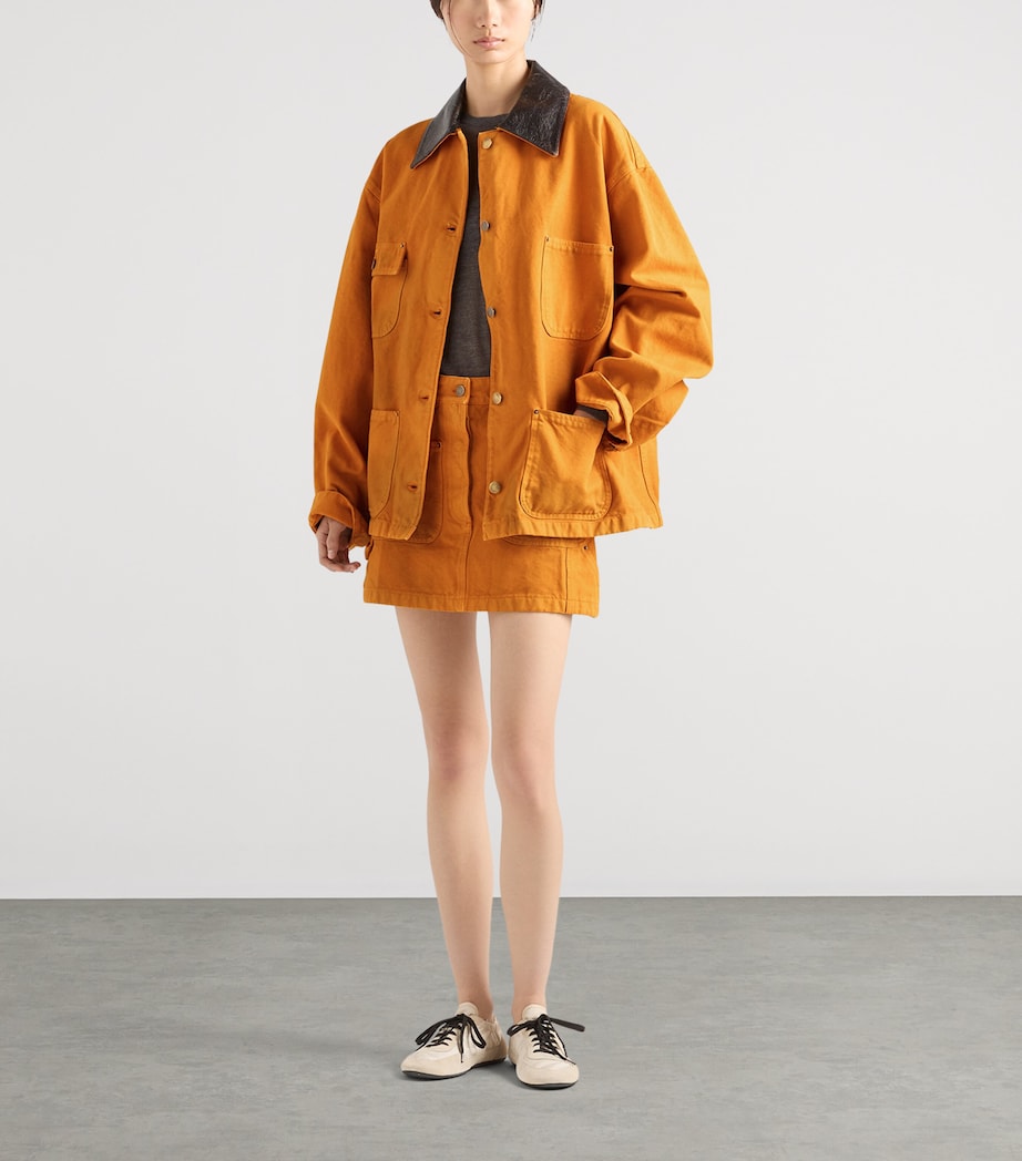 Prada Womens Canvas Mini Skirt Orange Image 2