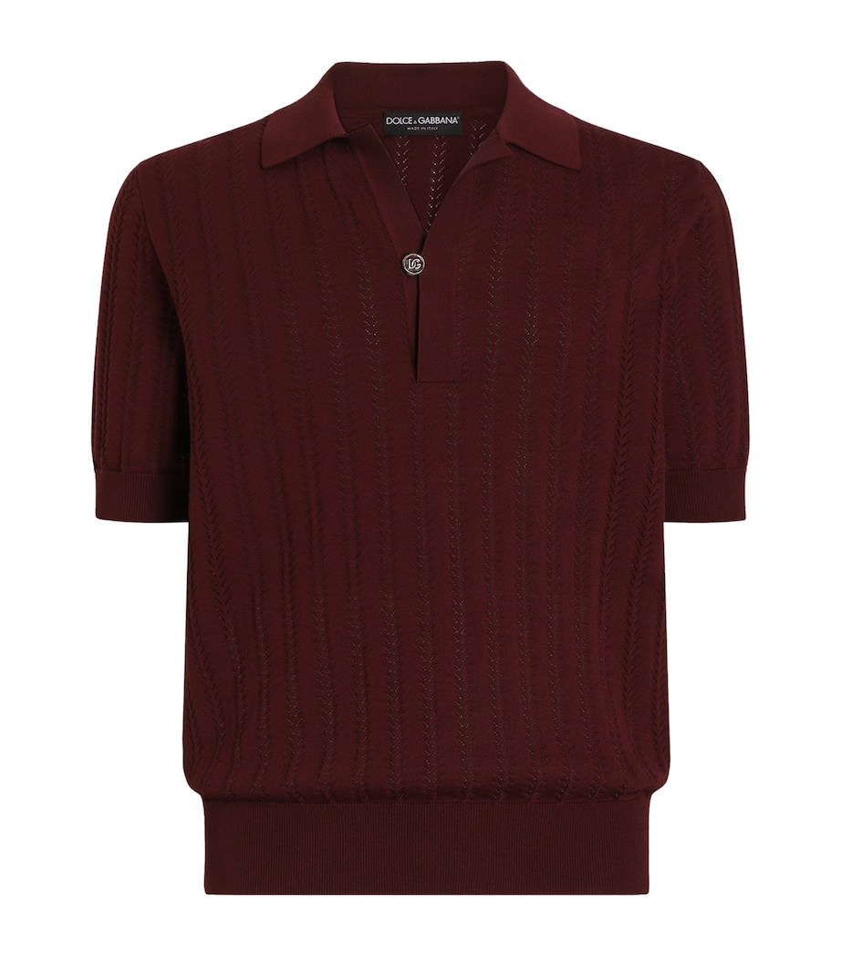 Dolce&Gabbana Mens Cotton Polo Shirt Very Dark Aube Image 1