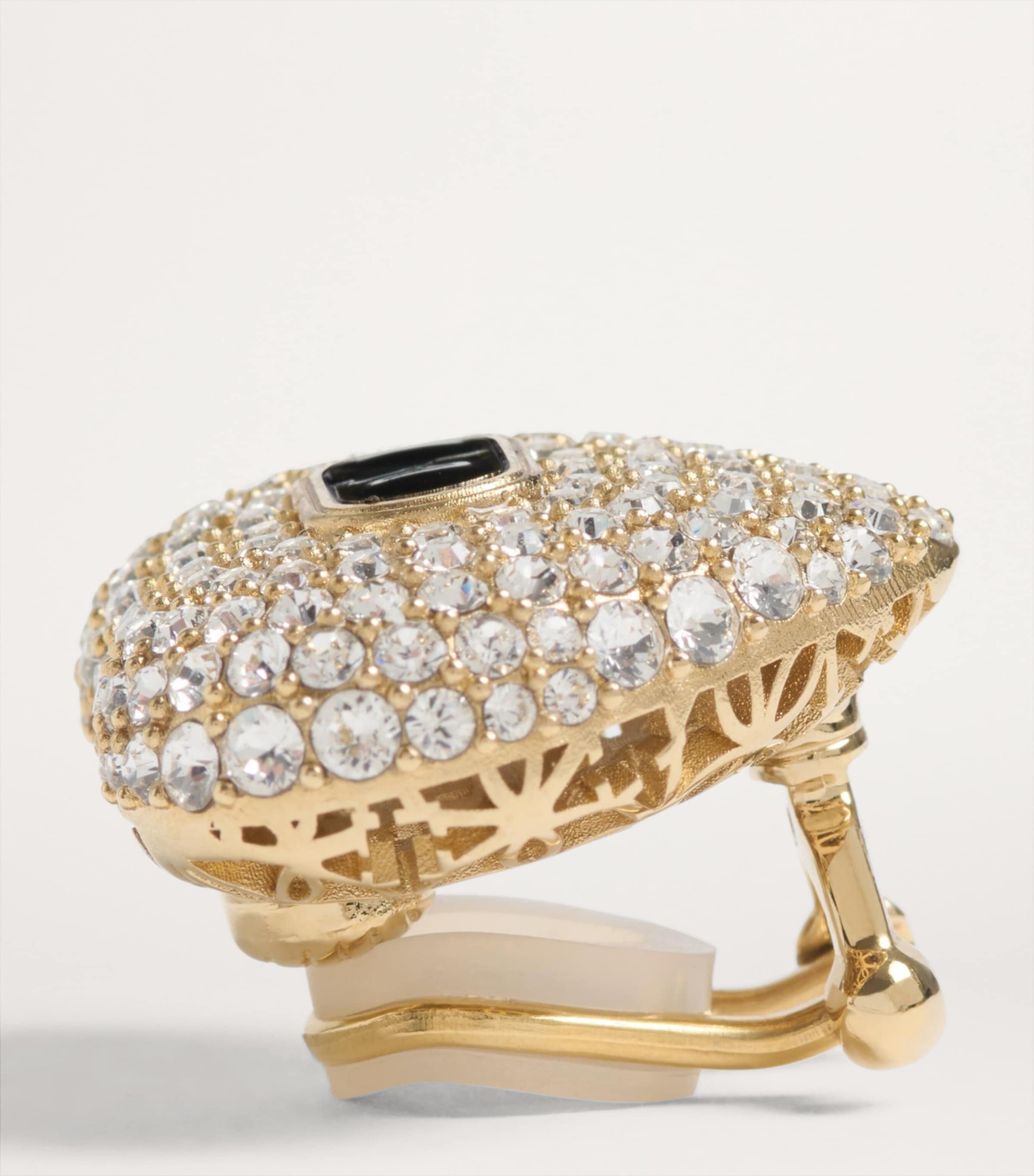 Crystal Heart VLogo Clip-On Earrings RG5 Image 2