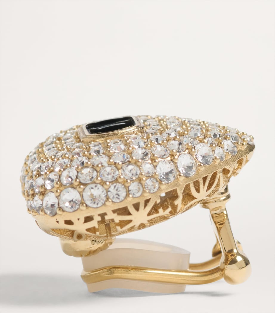 Crystal Heart VLogo Clip-On Earrings RG5 Image 2