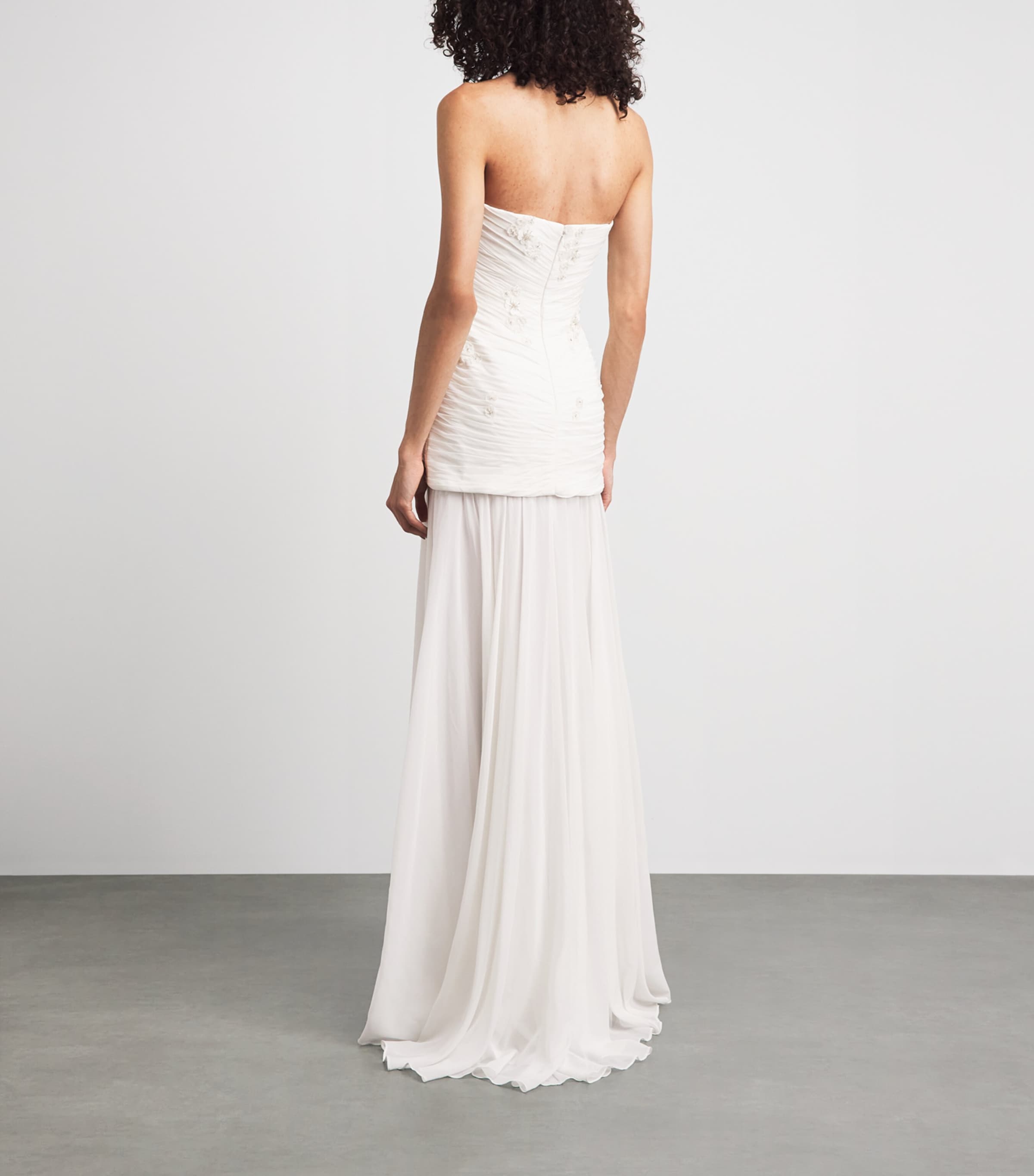 Sandra Mansour Womens Embellished Strapless Gown Ofw White Image 4