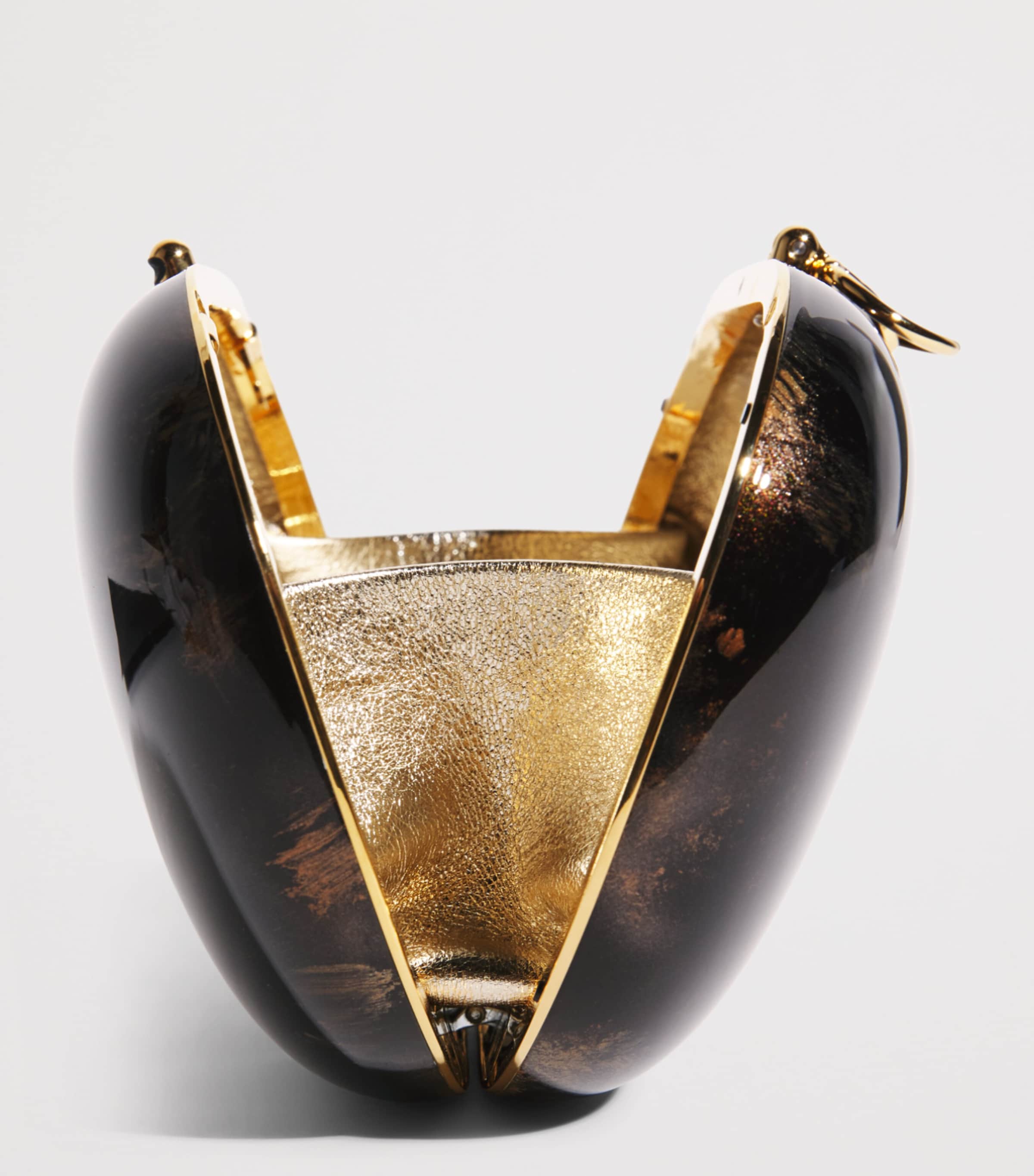 Jeffrey Levinson Oval Elina Clutch Bag Brown & Gold Image 5