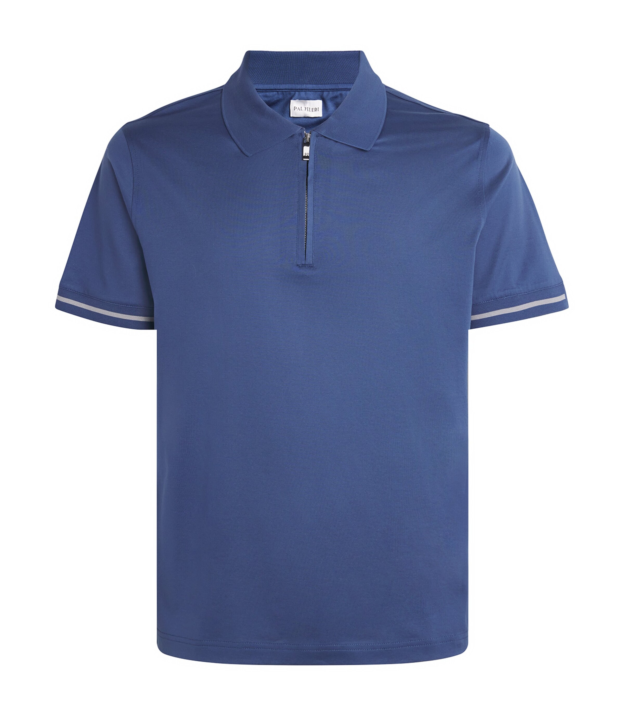 Pal Zileri Mens Cotton Quarter-Zip Polo Shirt Light Blue Image 1