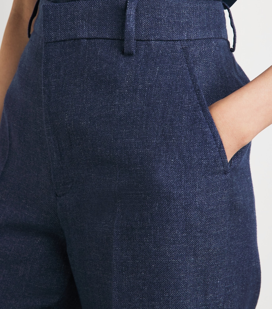 Polo Ralph Lauren Womens Linen-Cotton Beaton Trousers Blue Melange Image 3