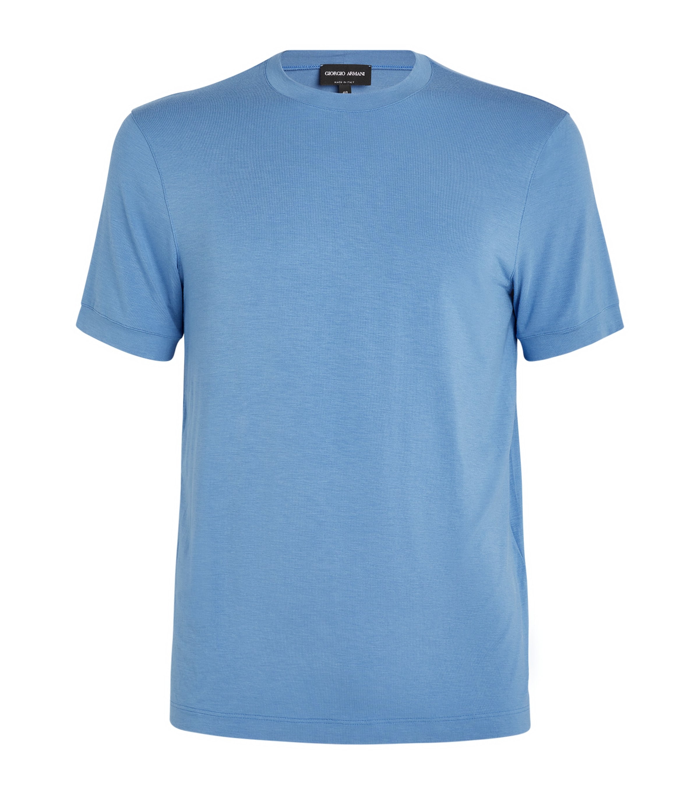 Giorgio Armani Crew-neck Long-sleeved T-shirt In Stretch Viscose Jersey In Blue