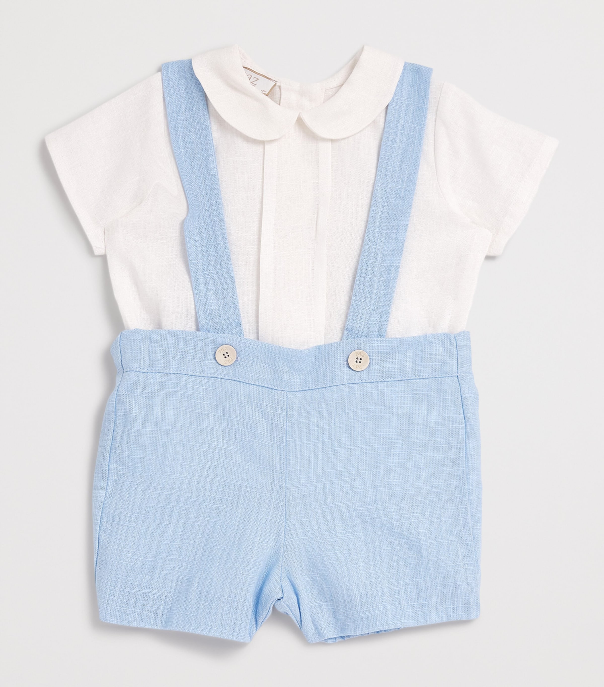 Linen Ceremonia Shirt and Shorts Set (6 Months - 4 Years) 0180 WHITE/BLUE Image 3