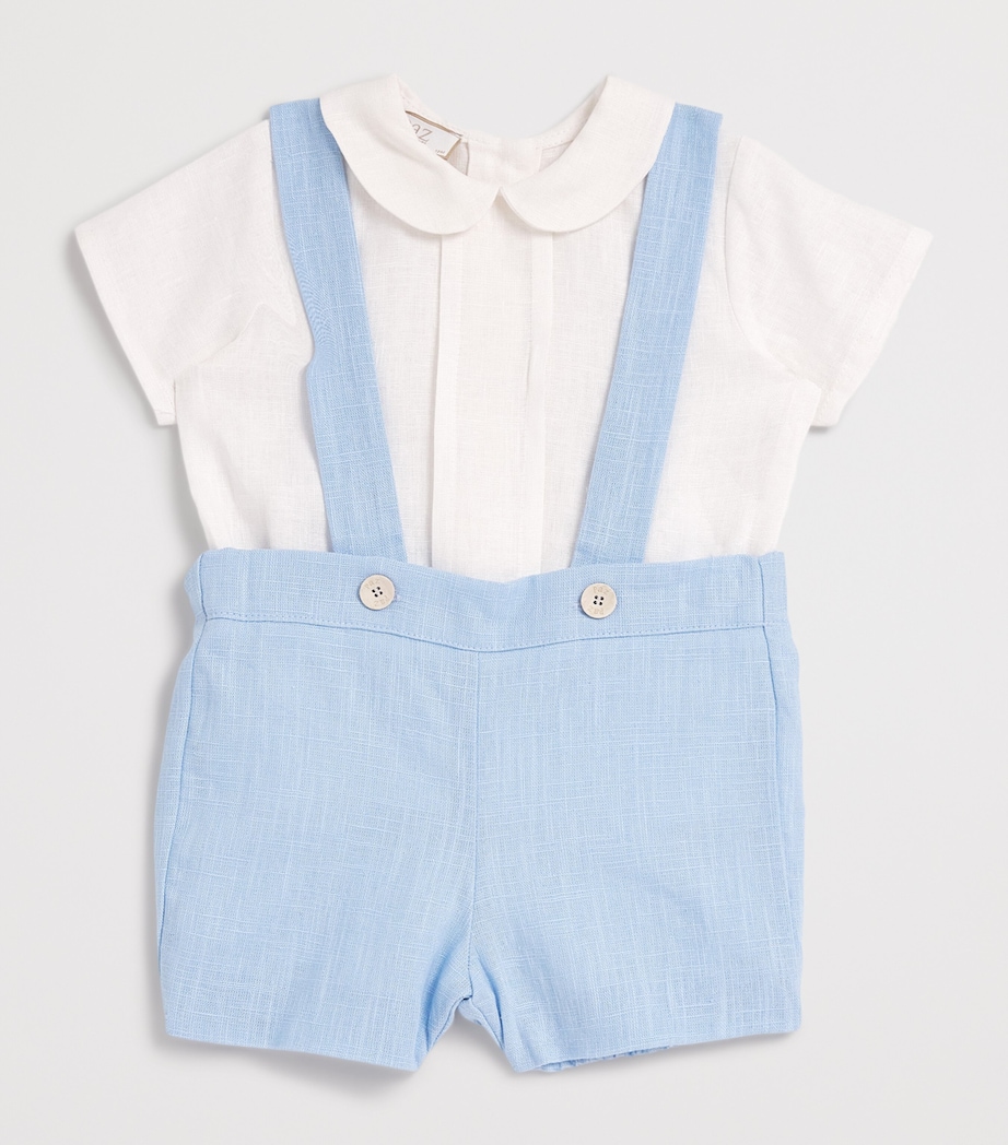 Linen Ceremonia Shirt and Shorts Set (6 Months - 4 Years) 0180 WHITE/BLUE Image 3