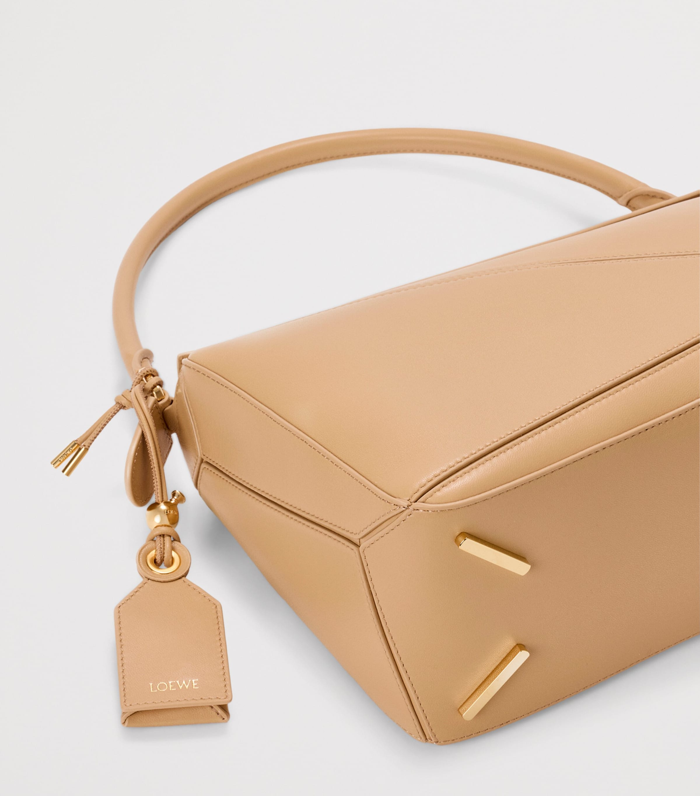 LOEWE Medium Leather Featherlight Puzzle Top-Handle Bag Silk Beige Image 8