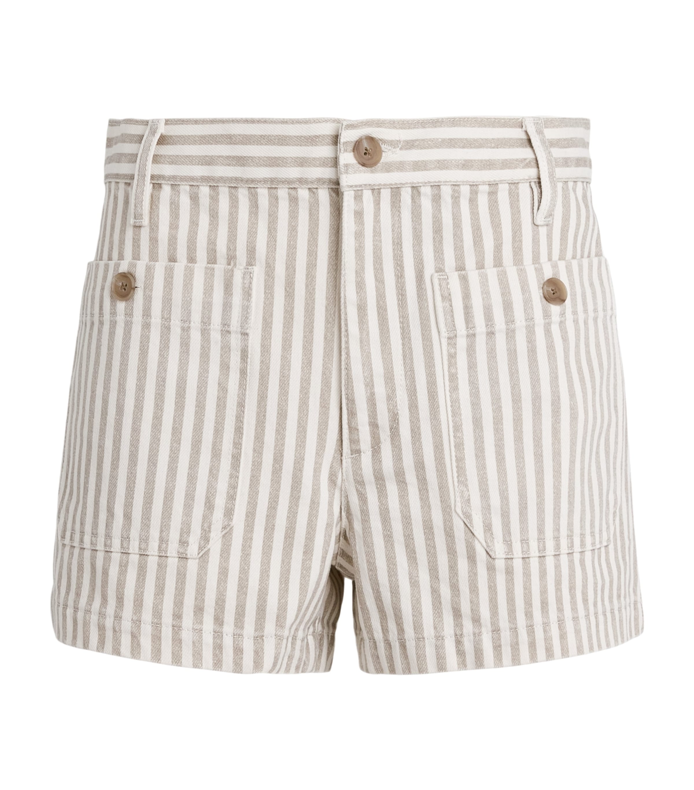 FRAME Womens Stripe Cruise Denim Shorts Flax Stripe Image 1