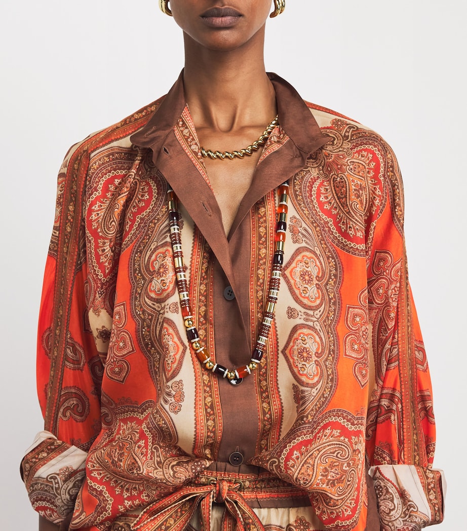 Zimmermann Womens Silk Mahon Shirt Tangerine Paisley Image 3