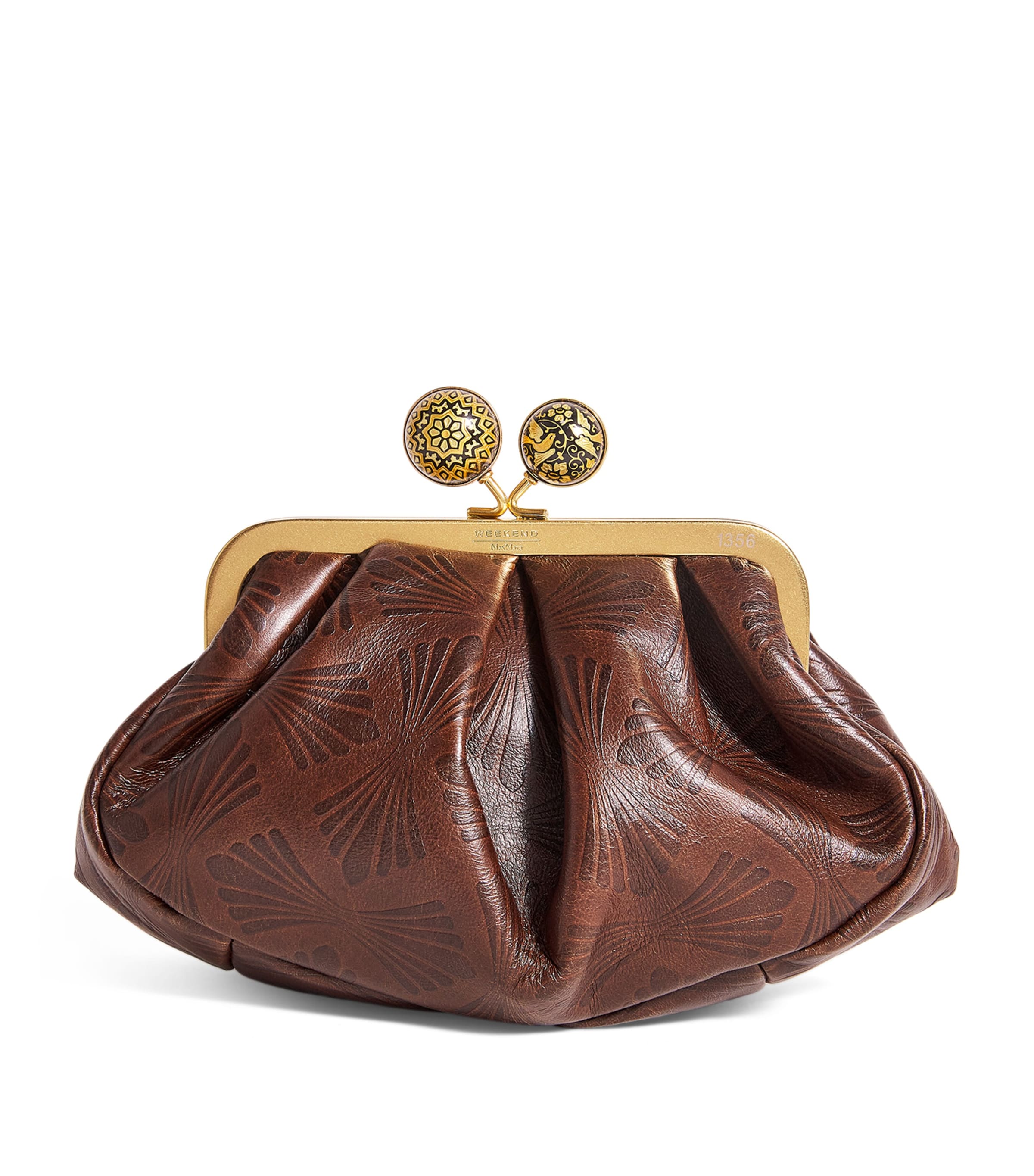 Weekend Max Mara Leather Spanish Heritage Pasticcino Clutch Bag | Women Bags | Clutch Bags | Crossbody Bags | Shoulder Bags | Designers | Weekend Max Mara