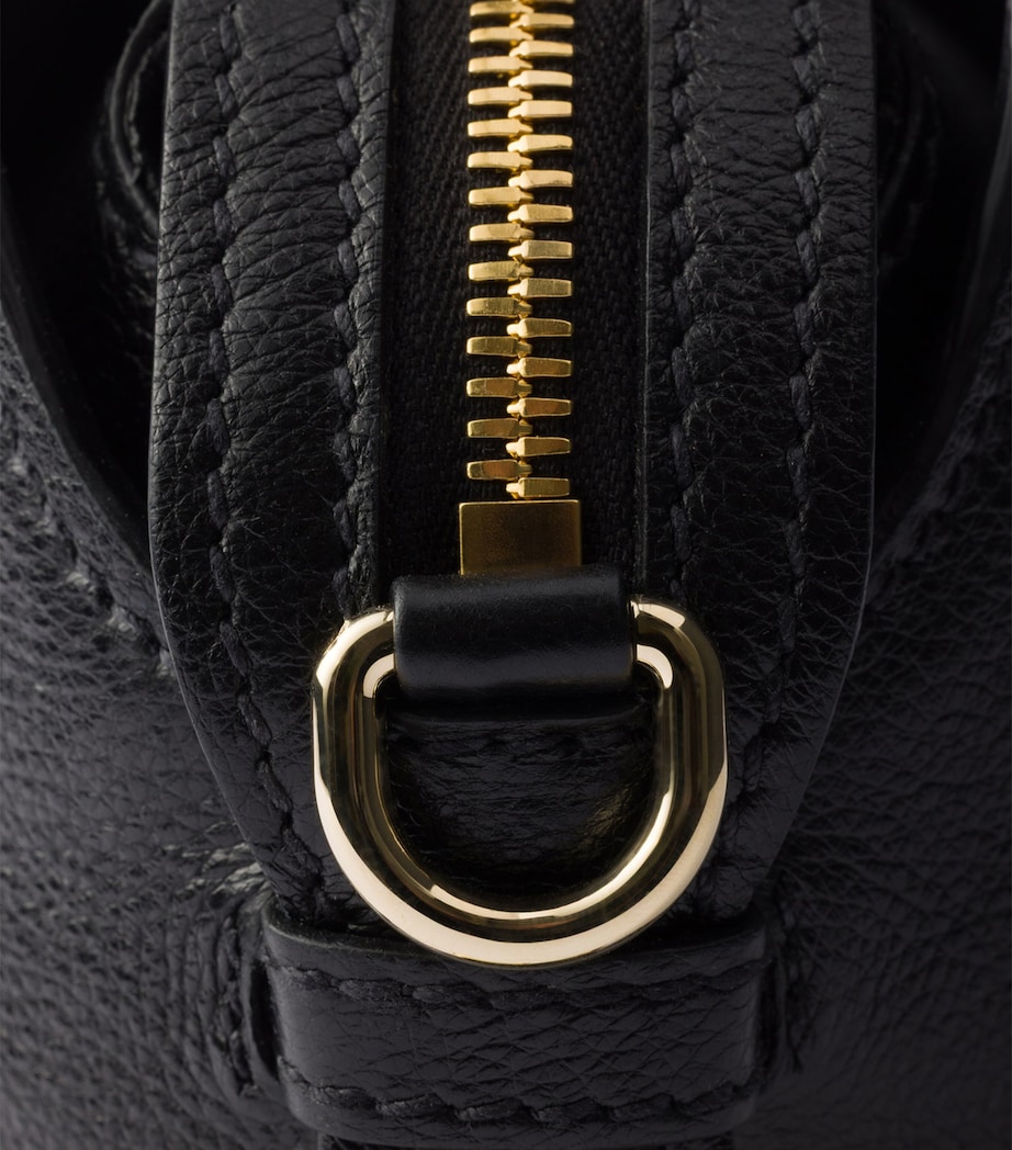 Prada Medium Leather Tote Bag Black Image 8