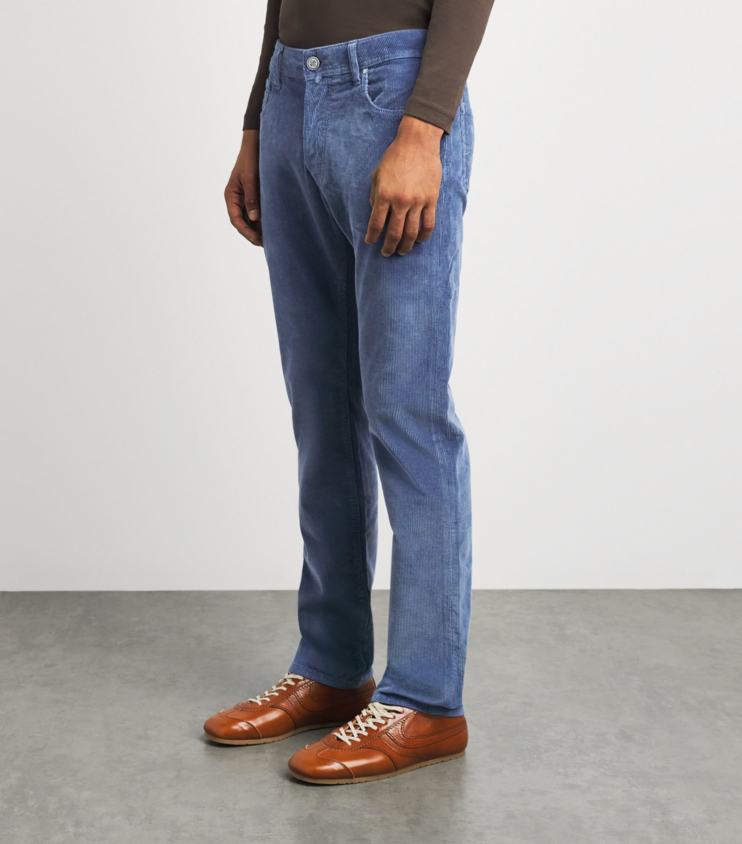 Jacob Cohën Mens Corduroy Bard Slim-Fit Chinos Blue Image 4