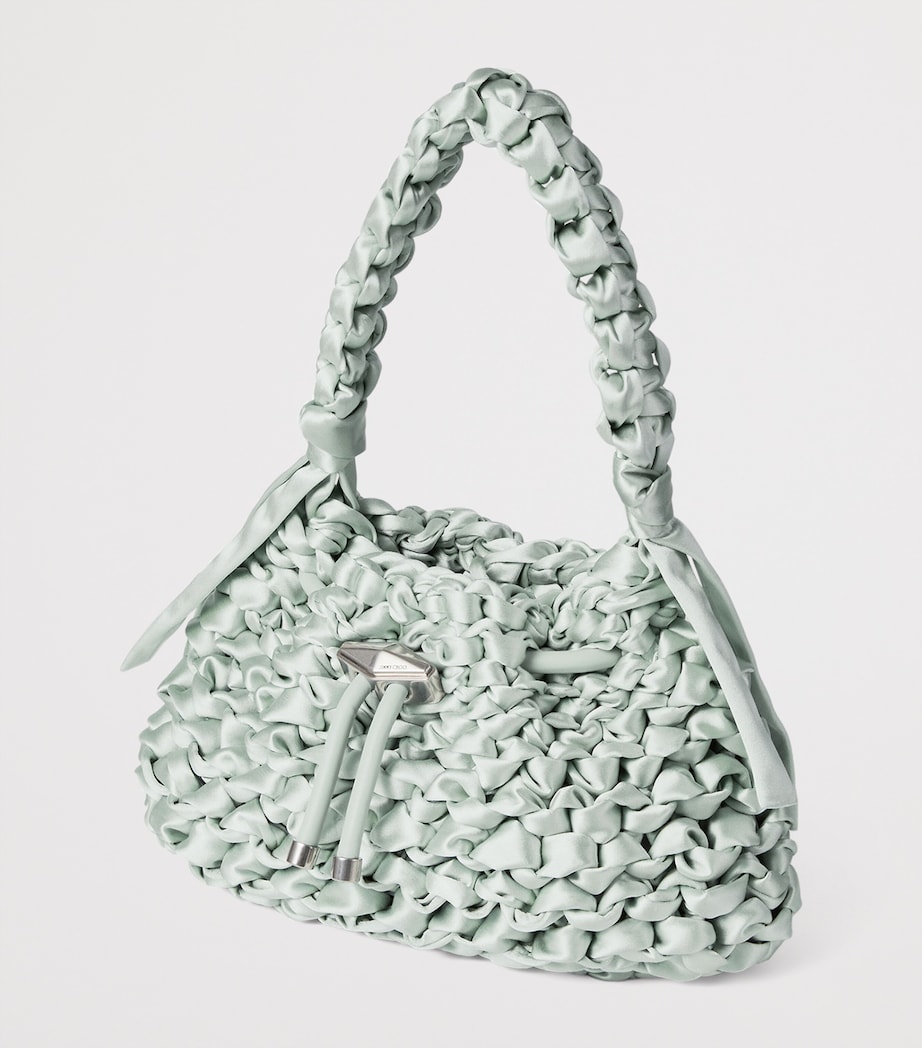 Small Satin Cinch Shoulder Bag LIGHT VERDE/ANTIQUE Image 2