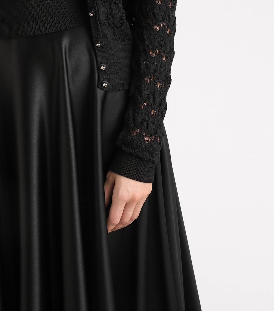 Silk Midi Skirt N0000-BLACK Image 4