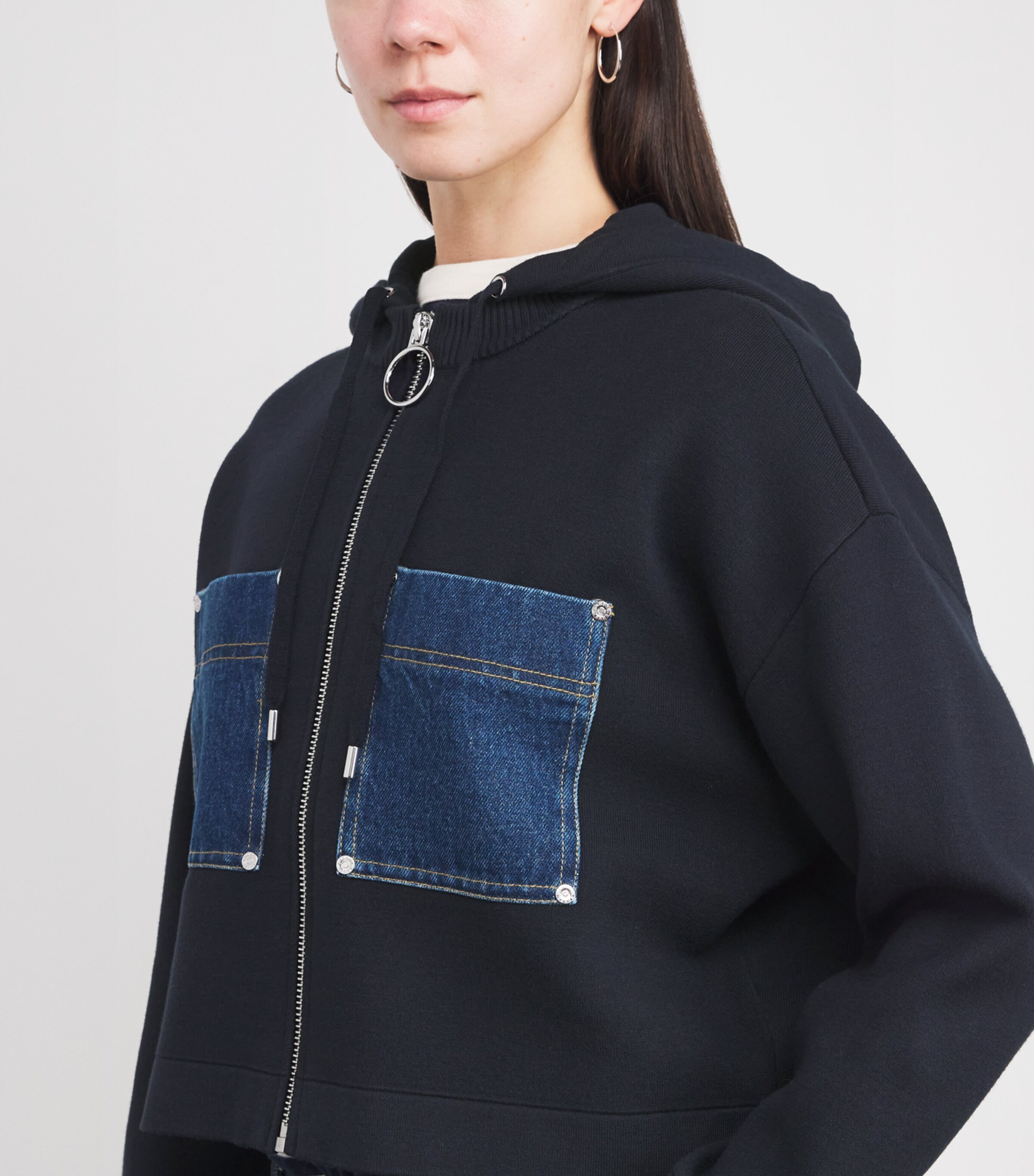Sandro Paris Womens Zip-Up Hoodie Navy Blue Image 6