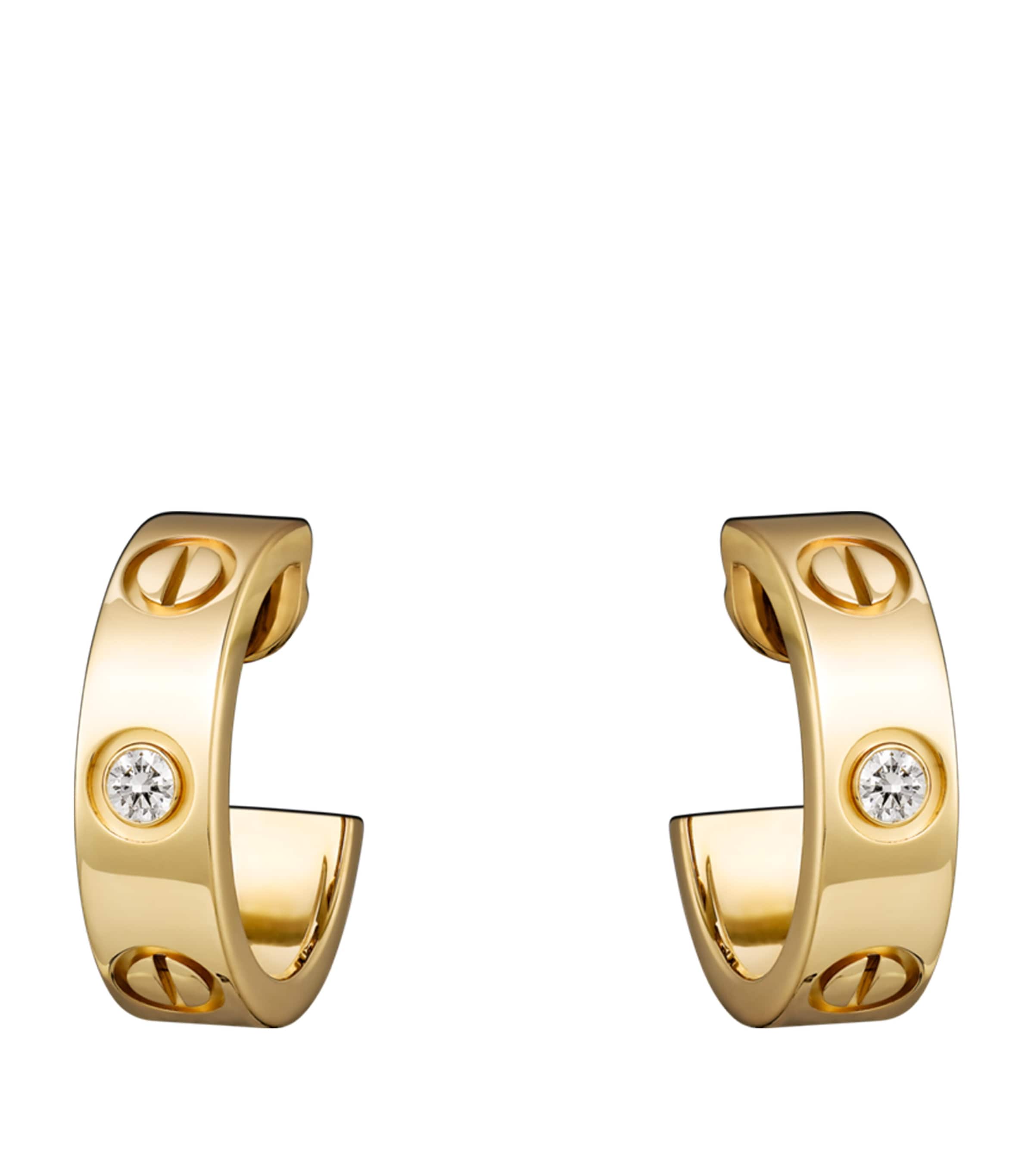 Cartier Gold Yellow Gold and Diamond LOVE Hoop Earrings