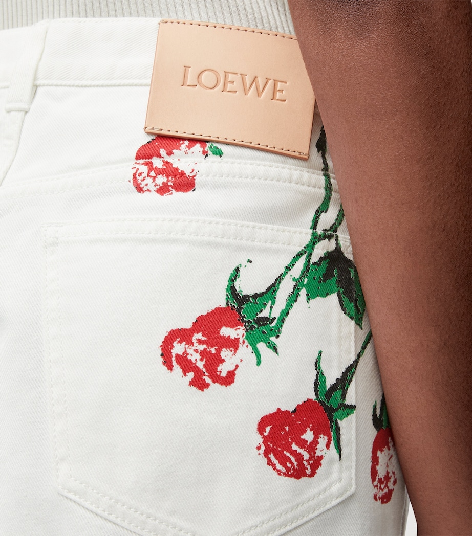 LOEWE Womens x Paula's Ibiza Floral Denim Shorts White Image 5