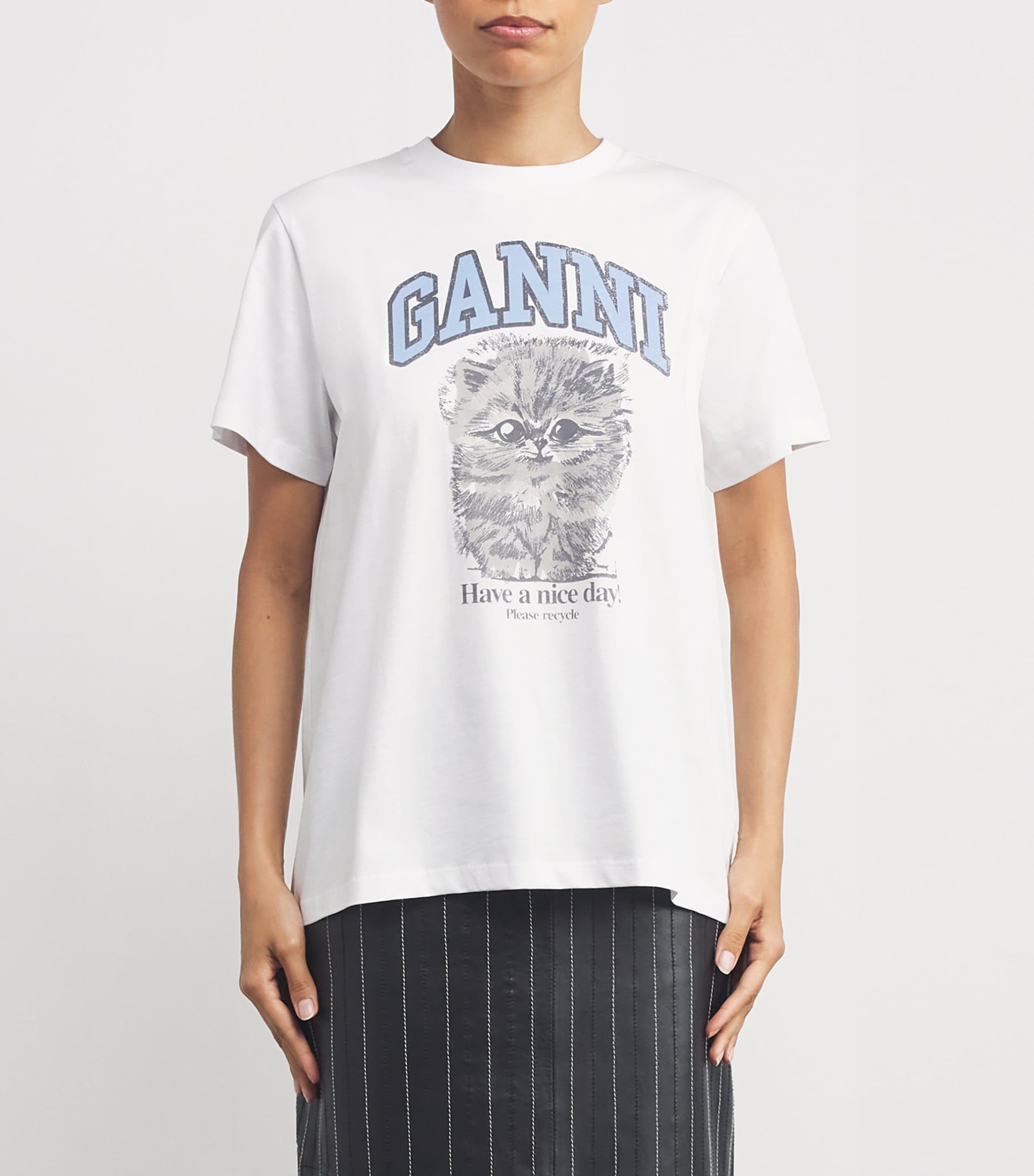 GANNI Organic Cotton Kitty T-Shirt | Harrods UK