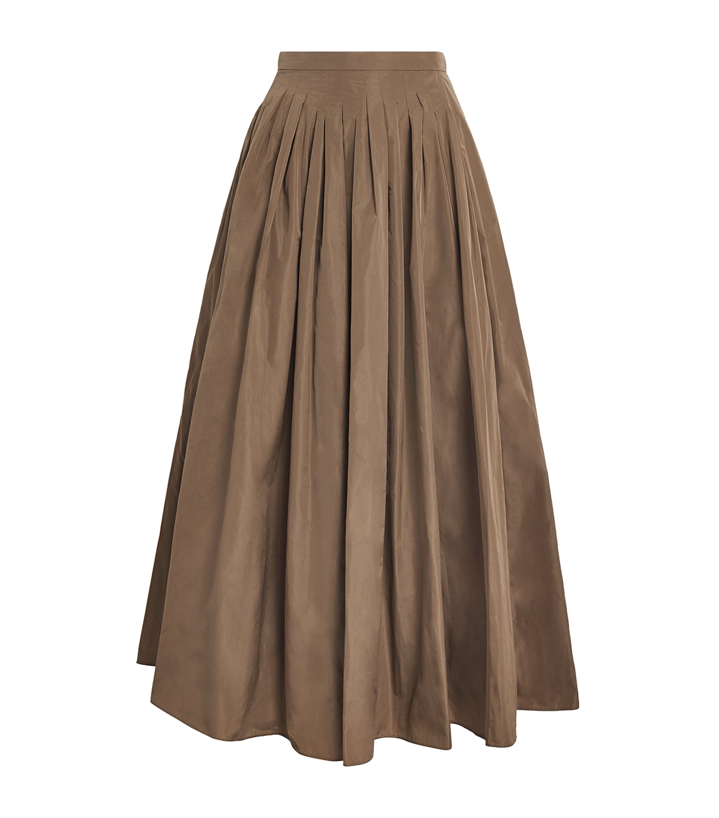 Max Mara Taffeta Pleated Maxi Skirt In Sand