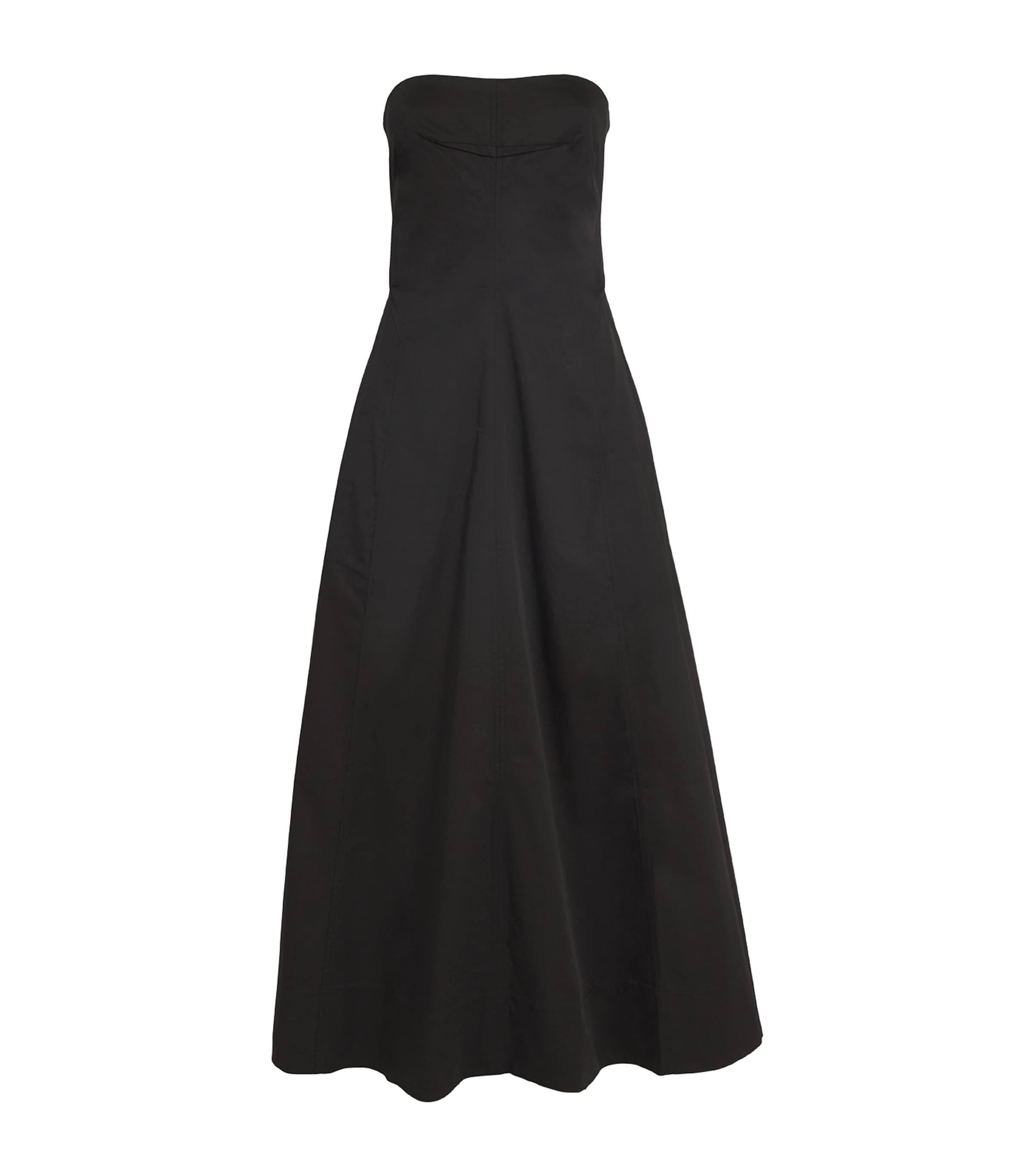 St Agni Organic Cotton-blend Strapless Maxi Dress In Black