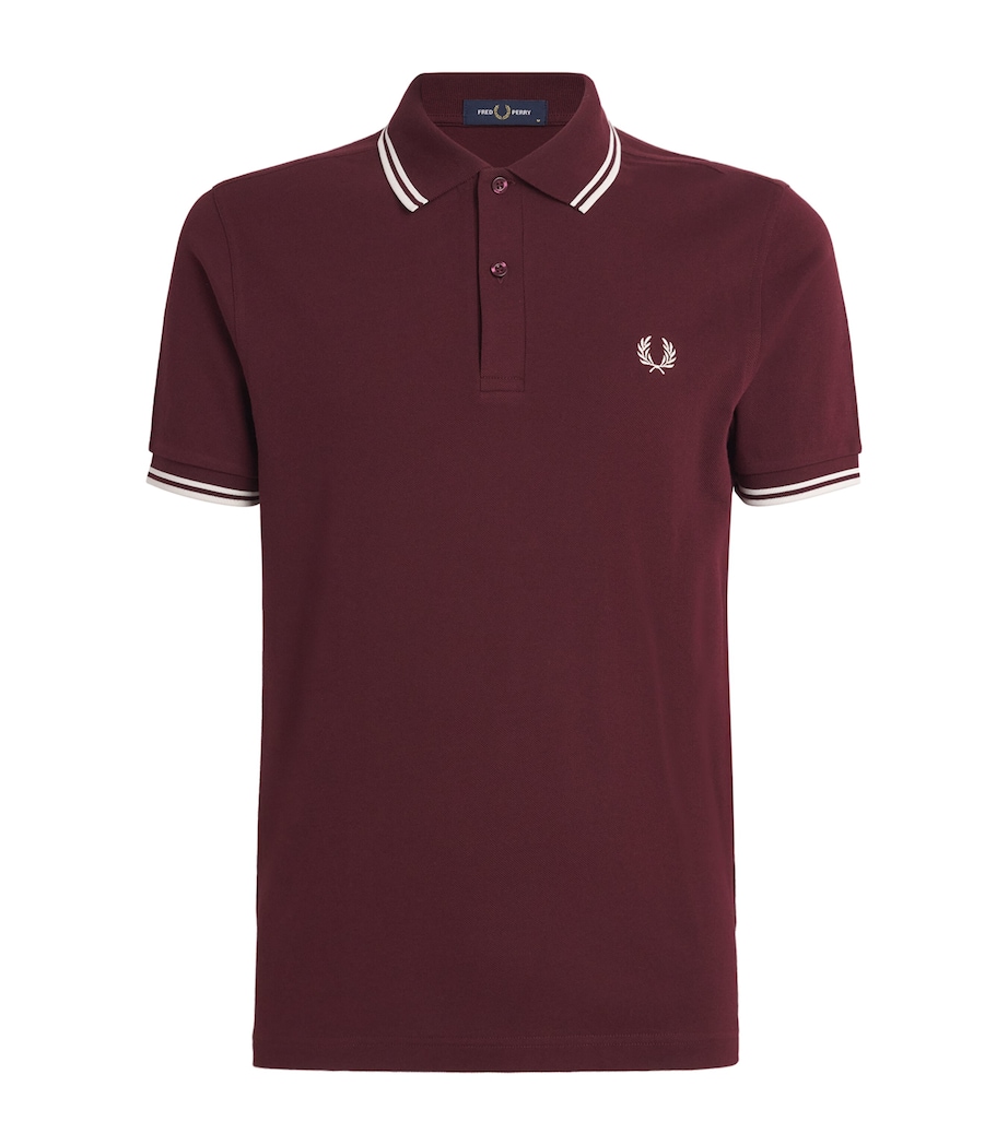 Fred Perry Mens Twin Tipped Polo Shirt Oxblood / Ecru Image 1
