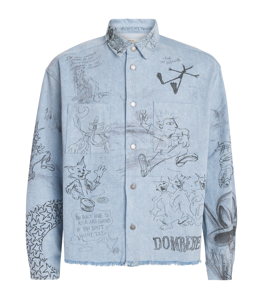DOMREBEL Mens Sketchy Denim Overshirt Light Blue Image 1