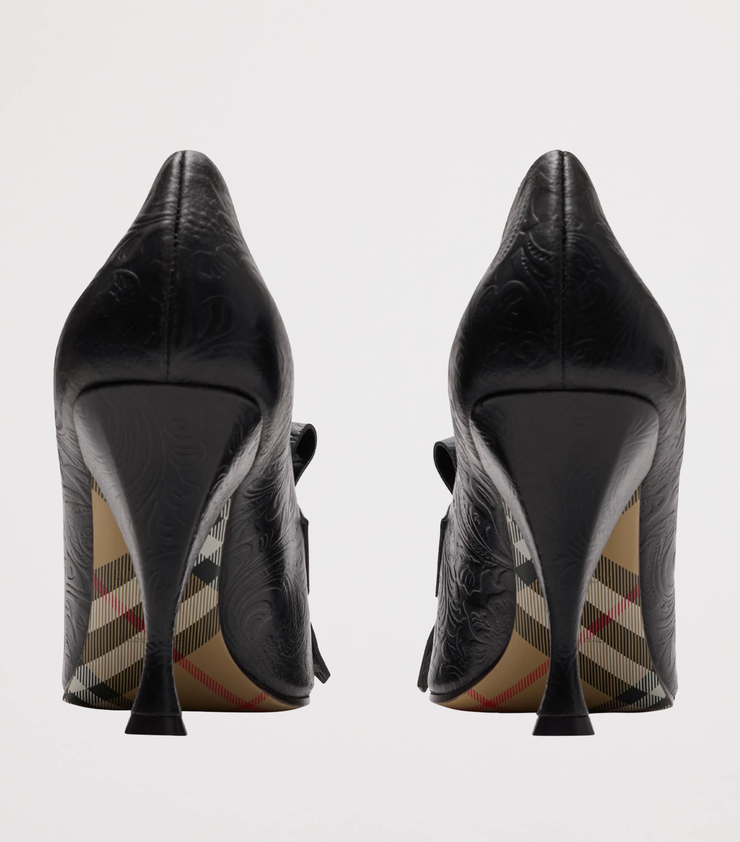 Leather Cameo Fringe Pumps 90 MOAT GREEN Image 3