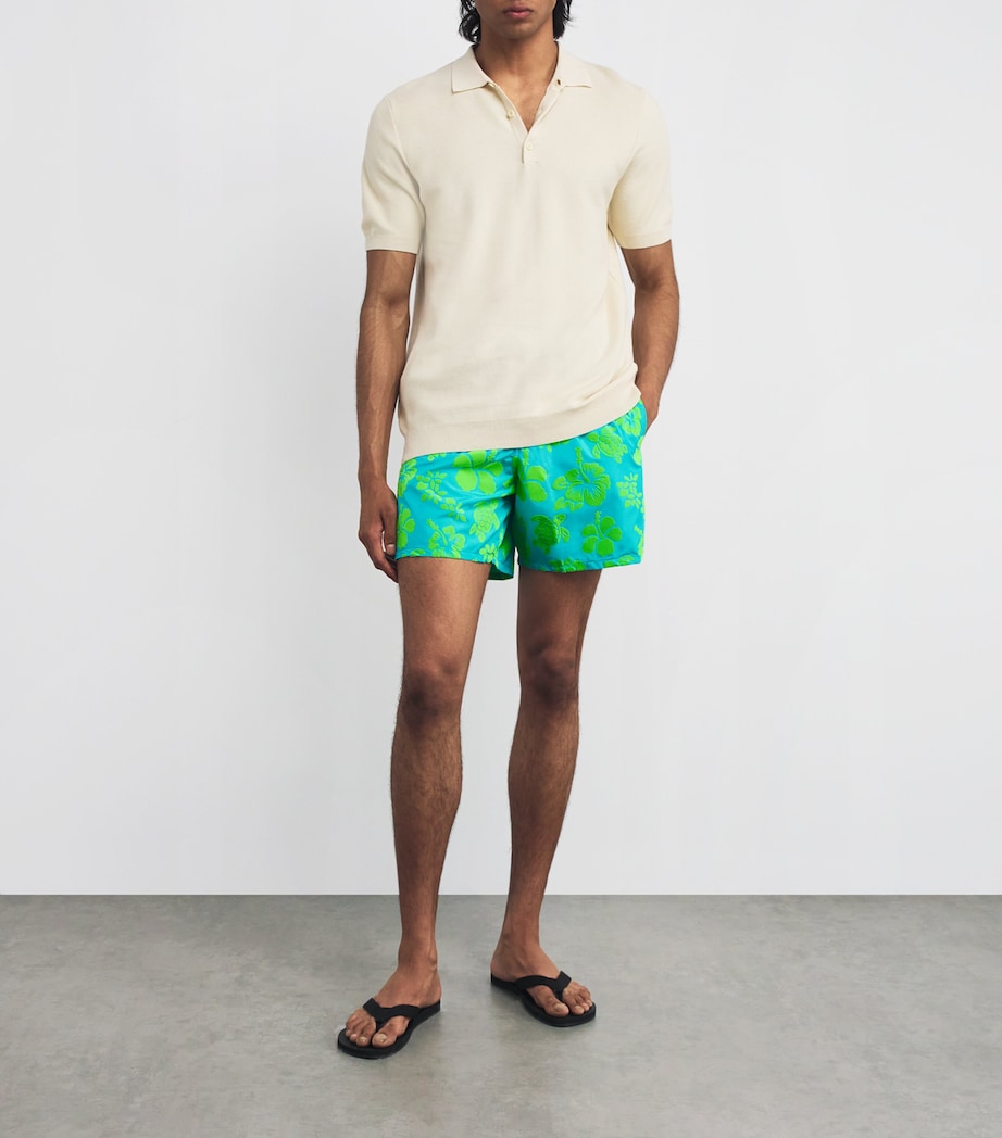 Turtle Print Mahina Swim Shorts 431-DISCO GREEN Image 2