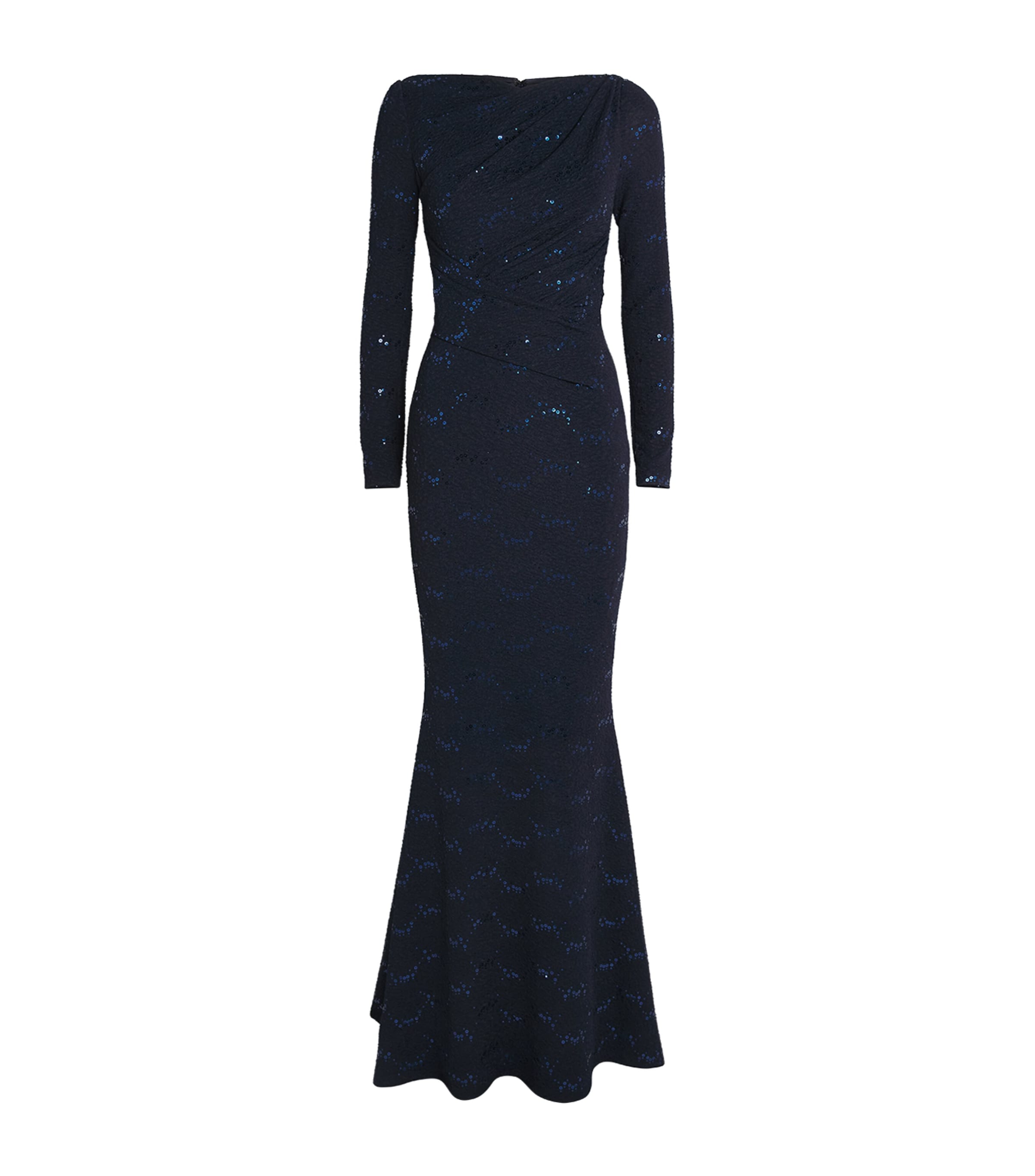 Talbot Runhof Embellished Asymmetric Gown In Blue
