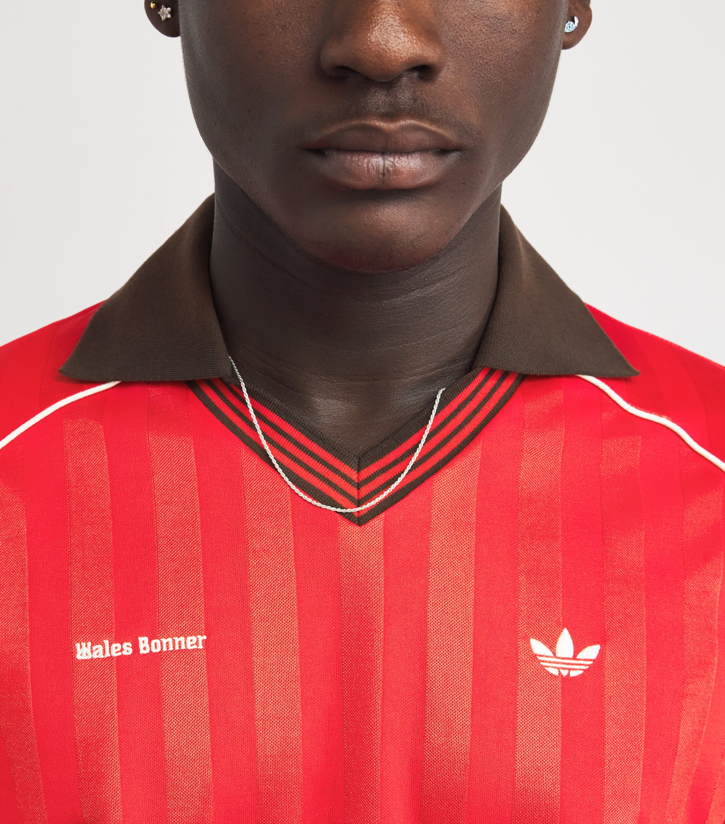 x Wales Bonner Jacquard Football Shirt RED Image 6