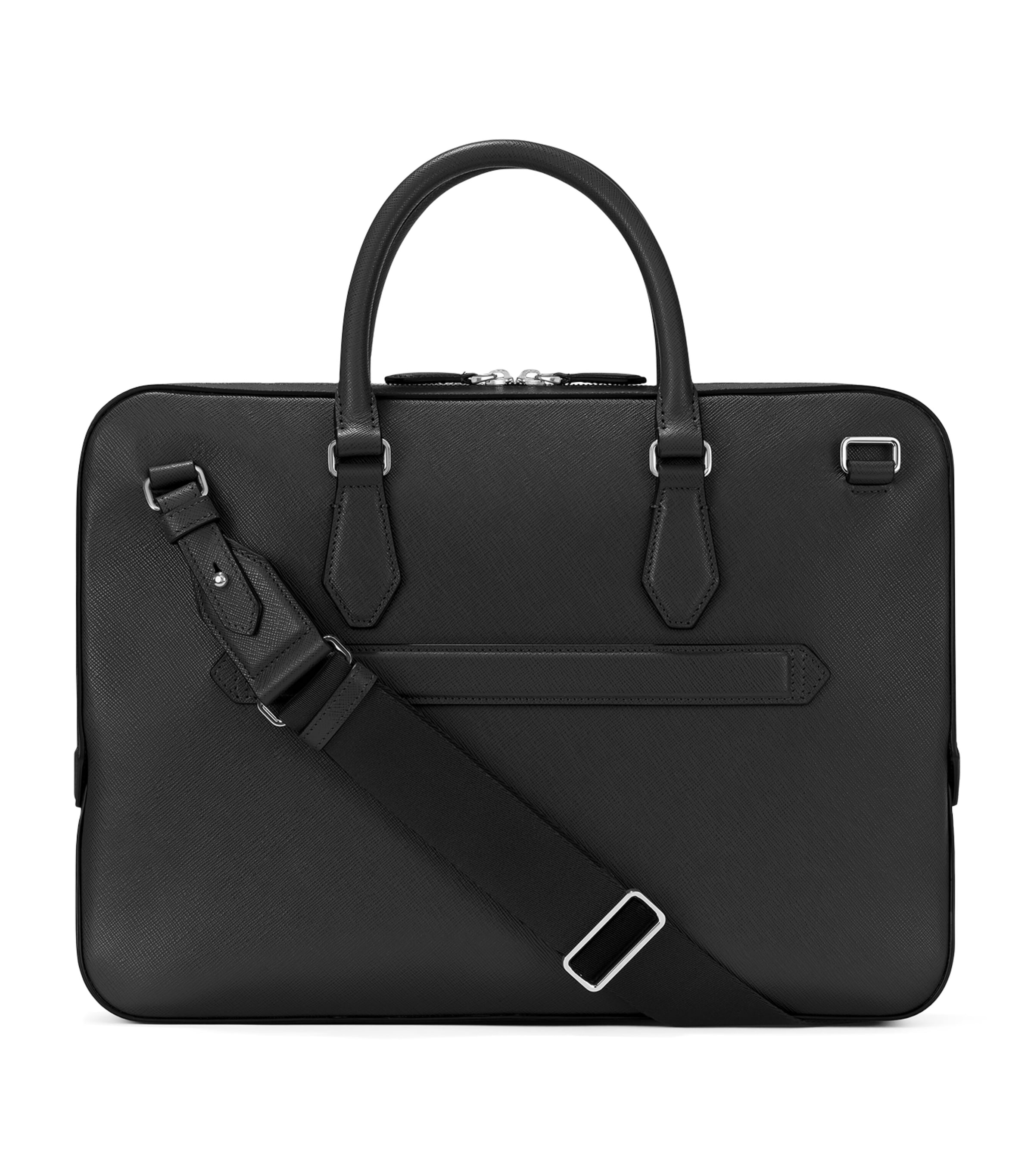 Leather Sartorial Thin Document Case BLACK Image 3