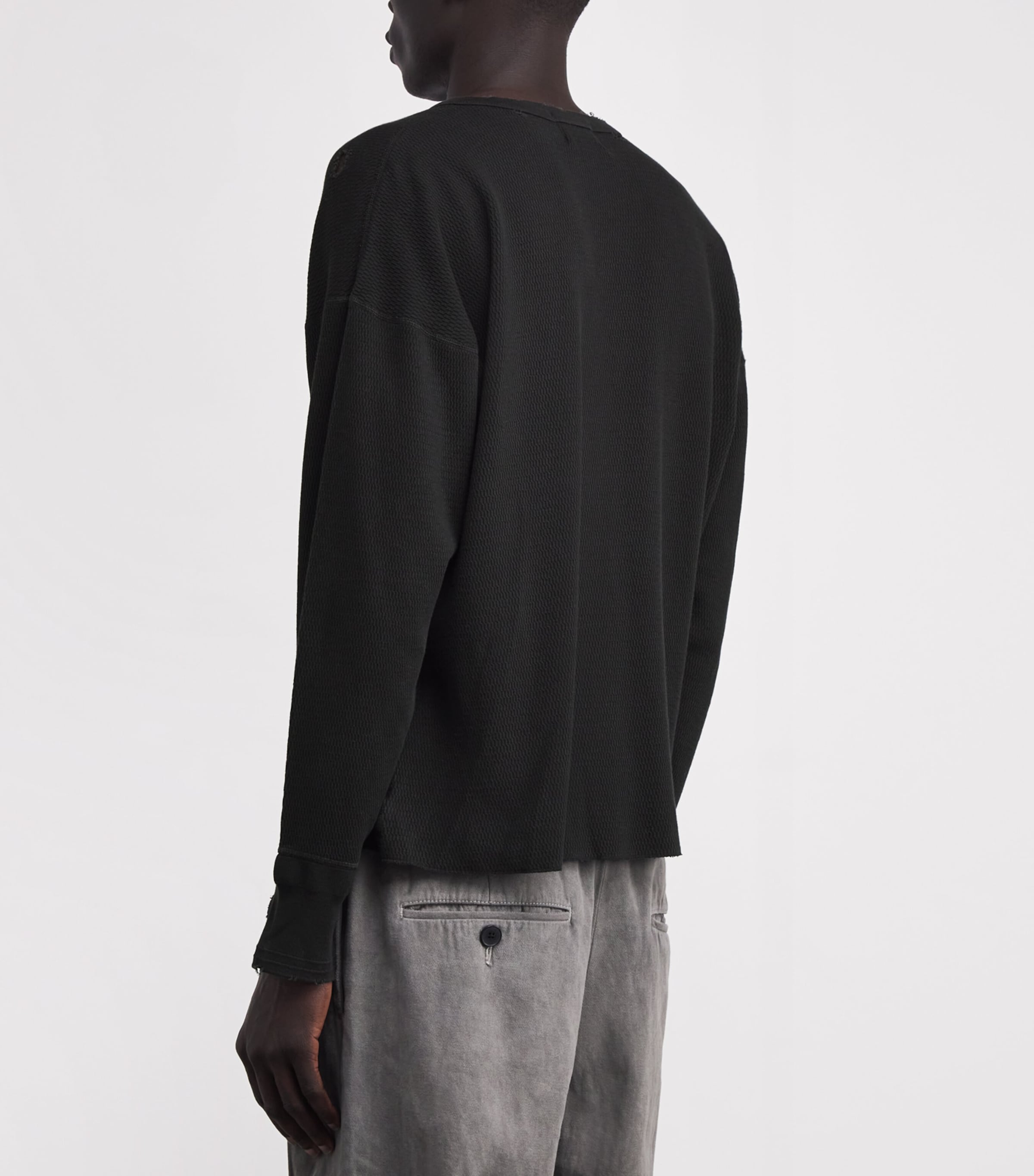 Distressed Logo Long-Sleeve T-Shirt CHARCOAL Image 4