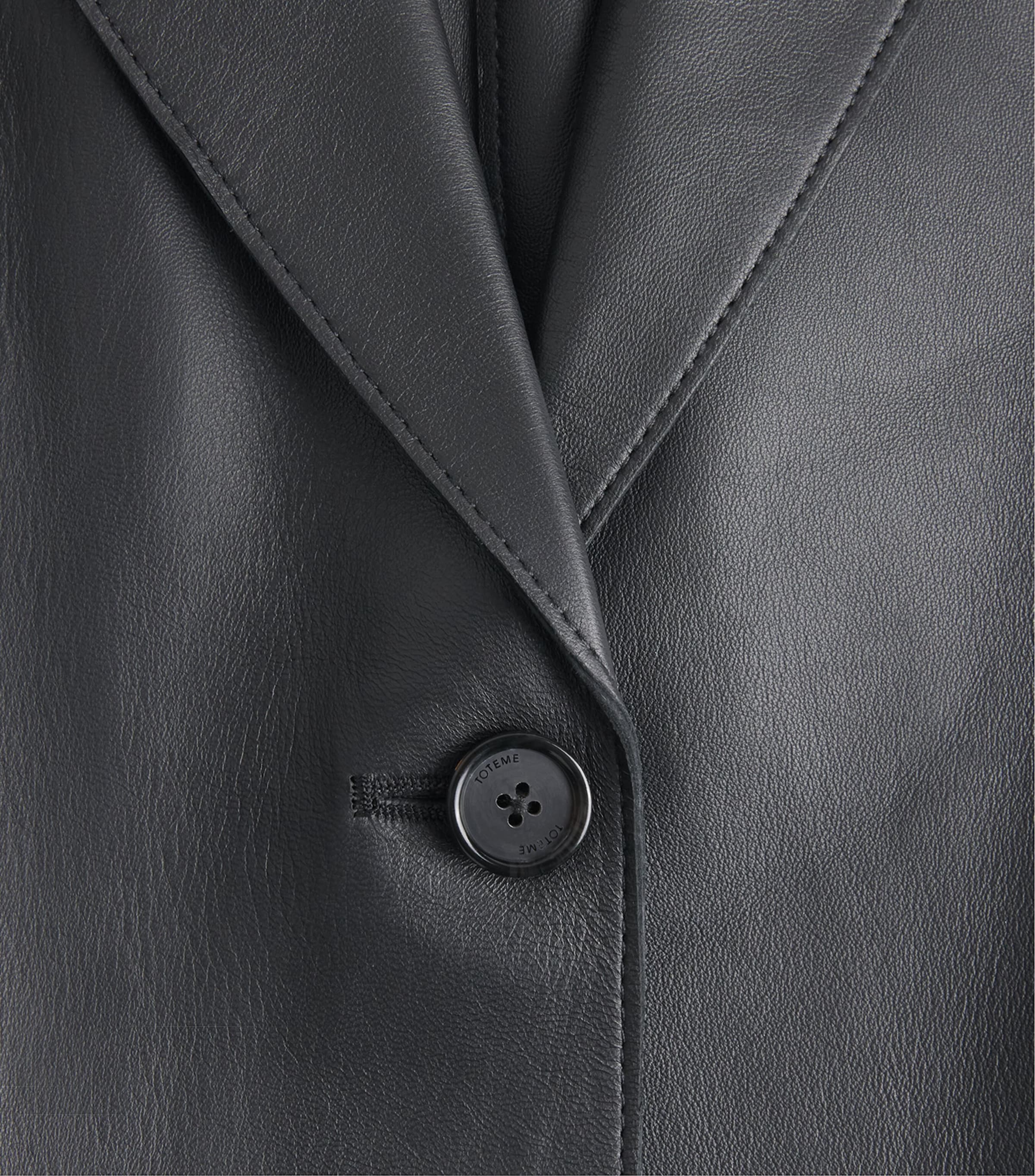 Toteme Womens Leather Trench Coat Black Image 6