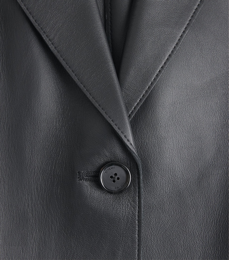 Toteme Womens Leather Trench Coat Black Image 6