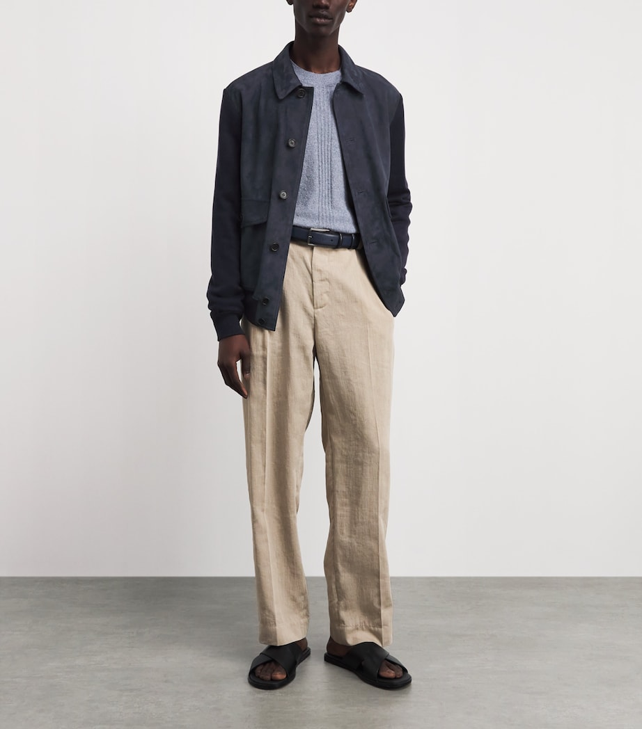 Fioroni Cashmere Mens Suede Bomber Jacket Navy Image 2