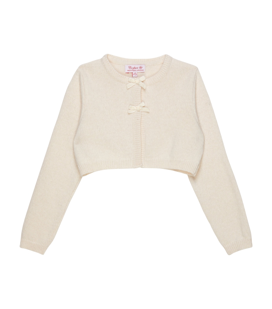 Martha Velvet Bow Cardigan (6-11 Years) WINTER WHITE Image 1