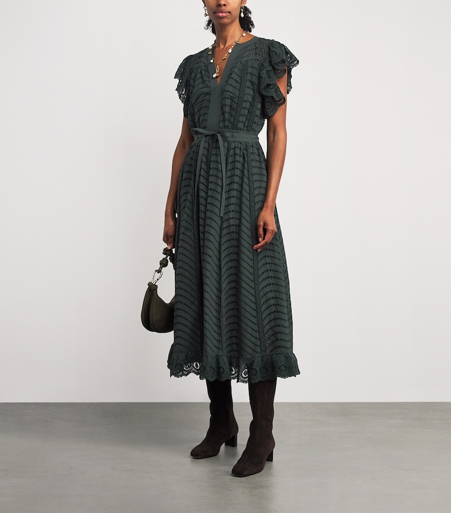 Cotton Embroidered Olga Midi Dress CYPRESS Image 2
