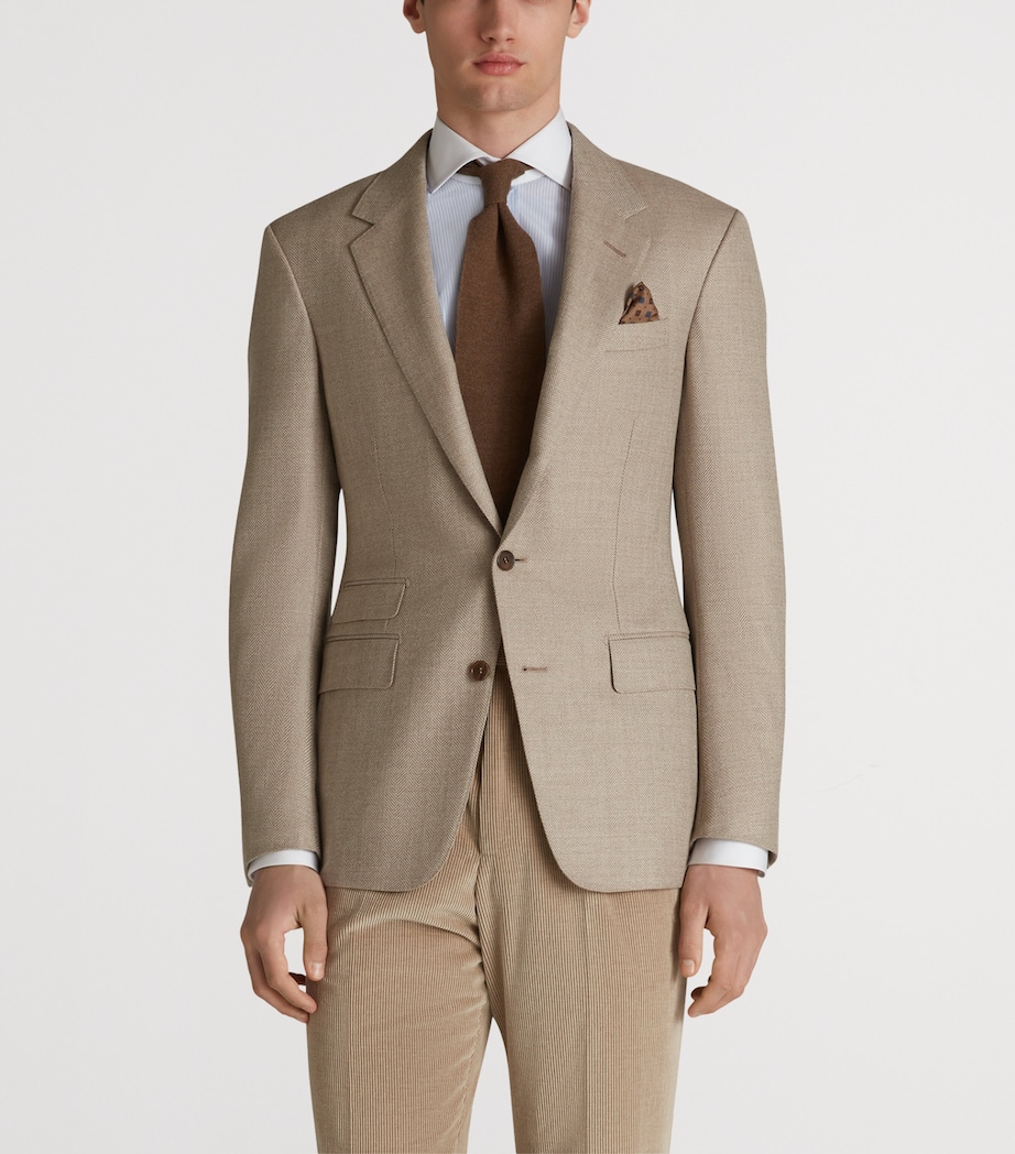 Wool Flannel Herringbone Bourdon Blazer 105NATURAL Image 3