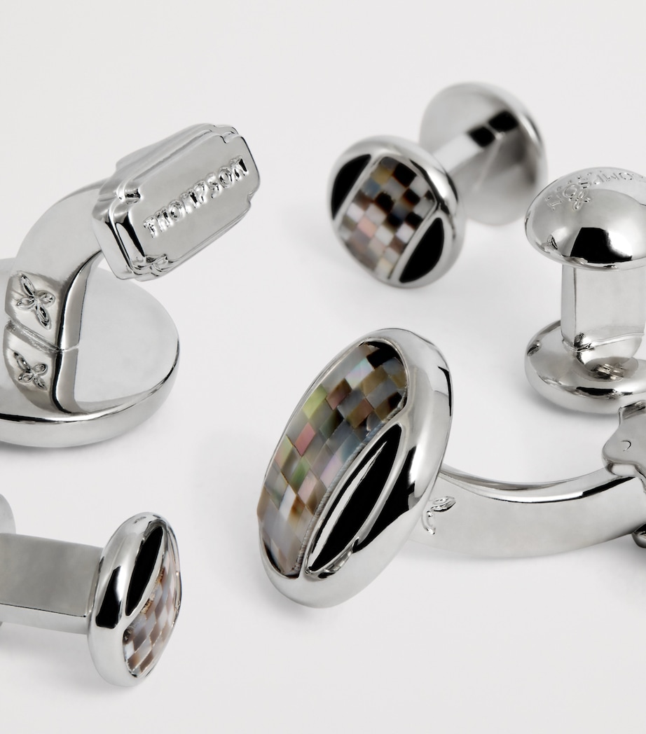 Thompson Mother-Of-Pearl Cufflinks And Studs Set BRONZE Image 5