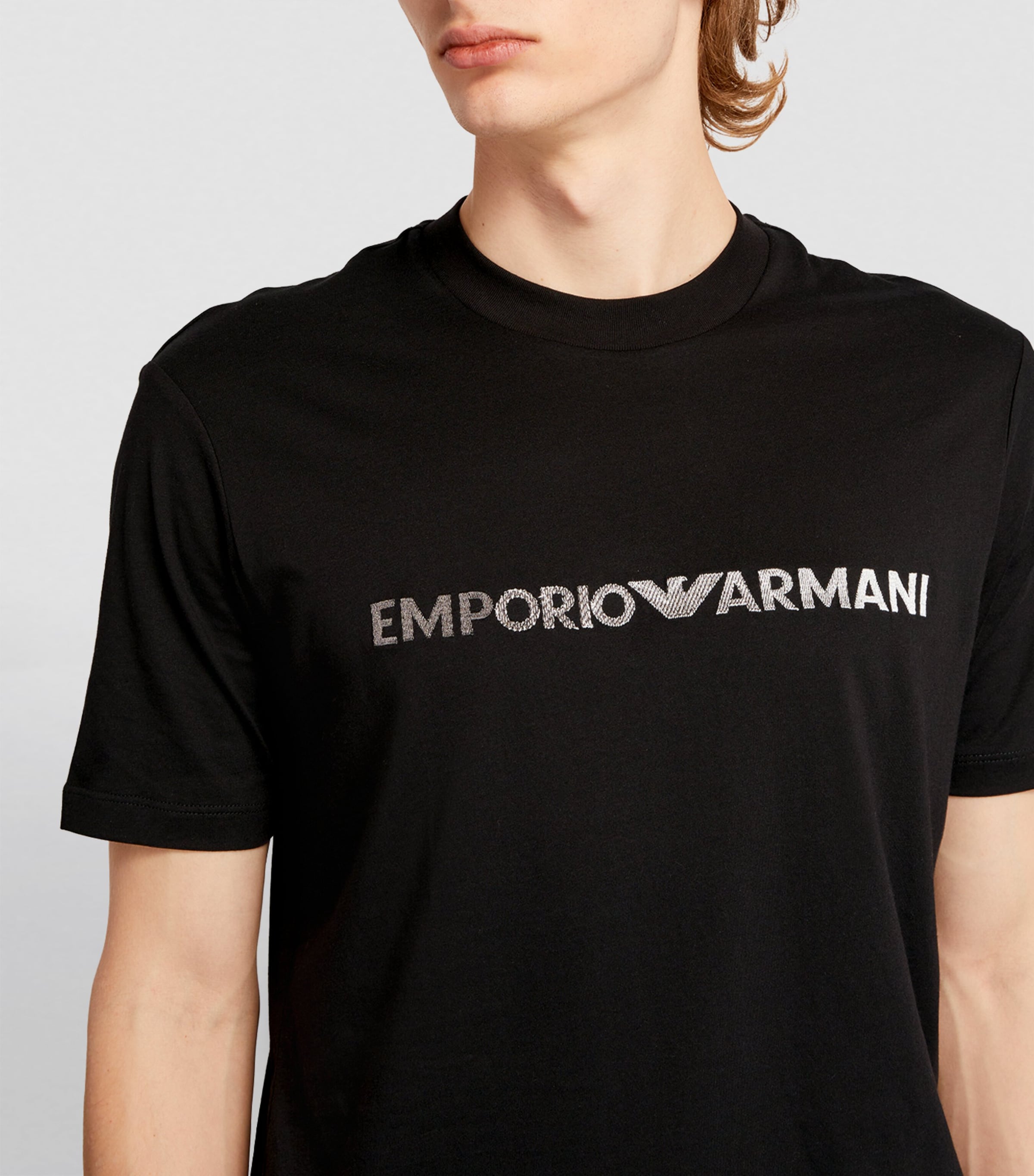 Emporio Armani Cotton Embroidered-Logo T-Shirt | Harrods US