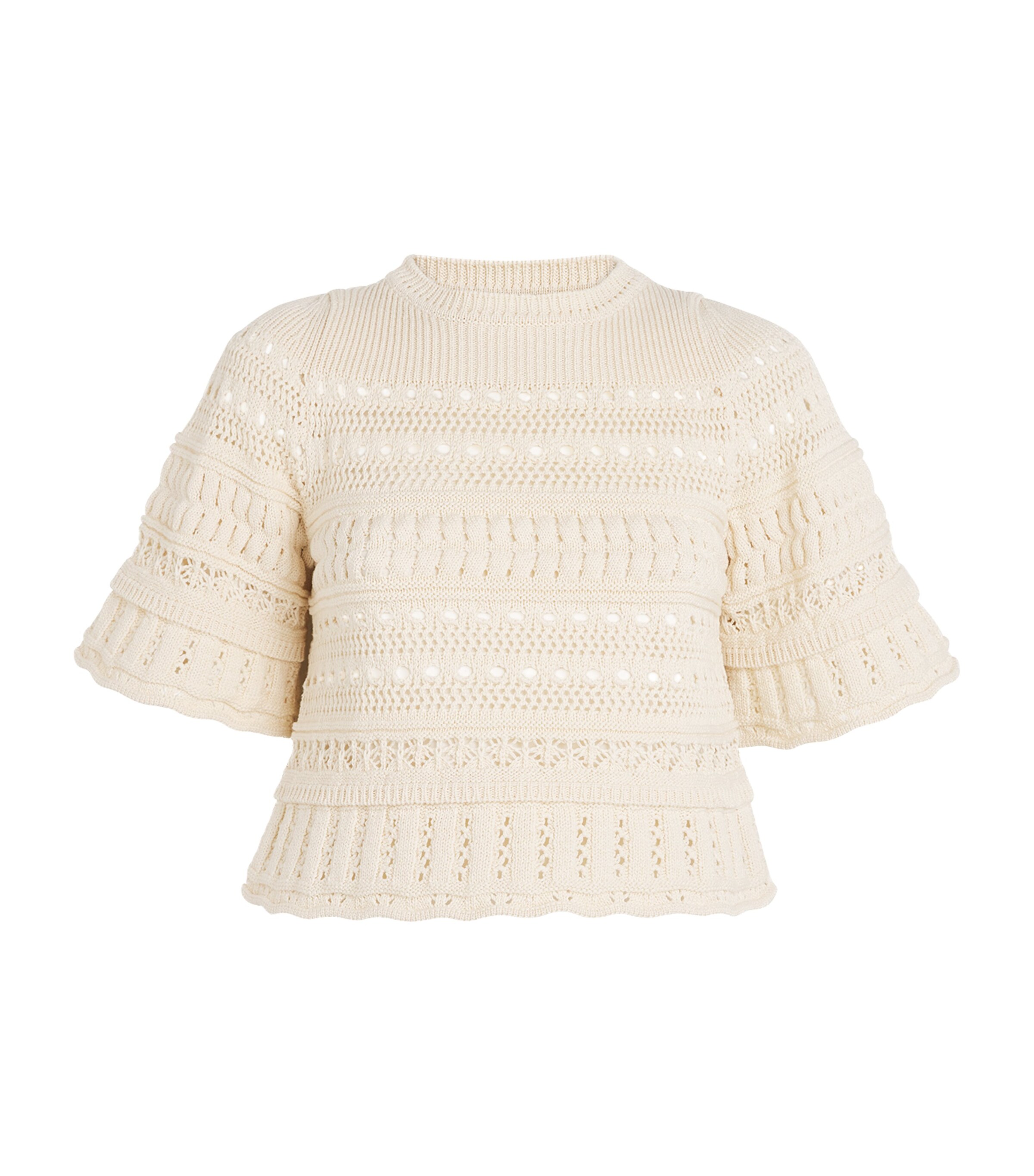 Weekend Max Mara Womens Cotton Crochet Crop Top White Image 1