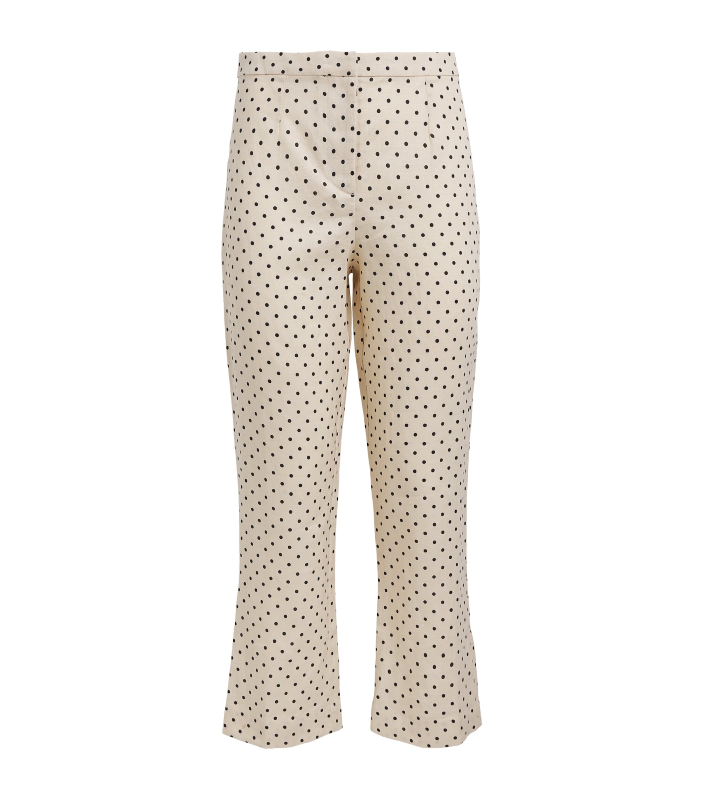 Faithfull The Brand Womens Linen Polka-Dot Iria Capri Trousers Lola Plka Dt Crm/blk Image 1