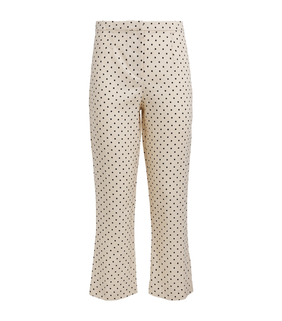 Faithfull The Brand Womens Linen Polka-Dot Iria Capri Trousers Lola Plka Dt Crm/blk Image 1