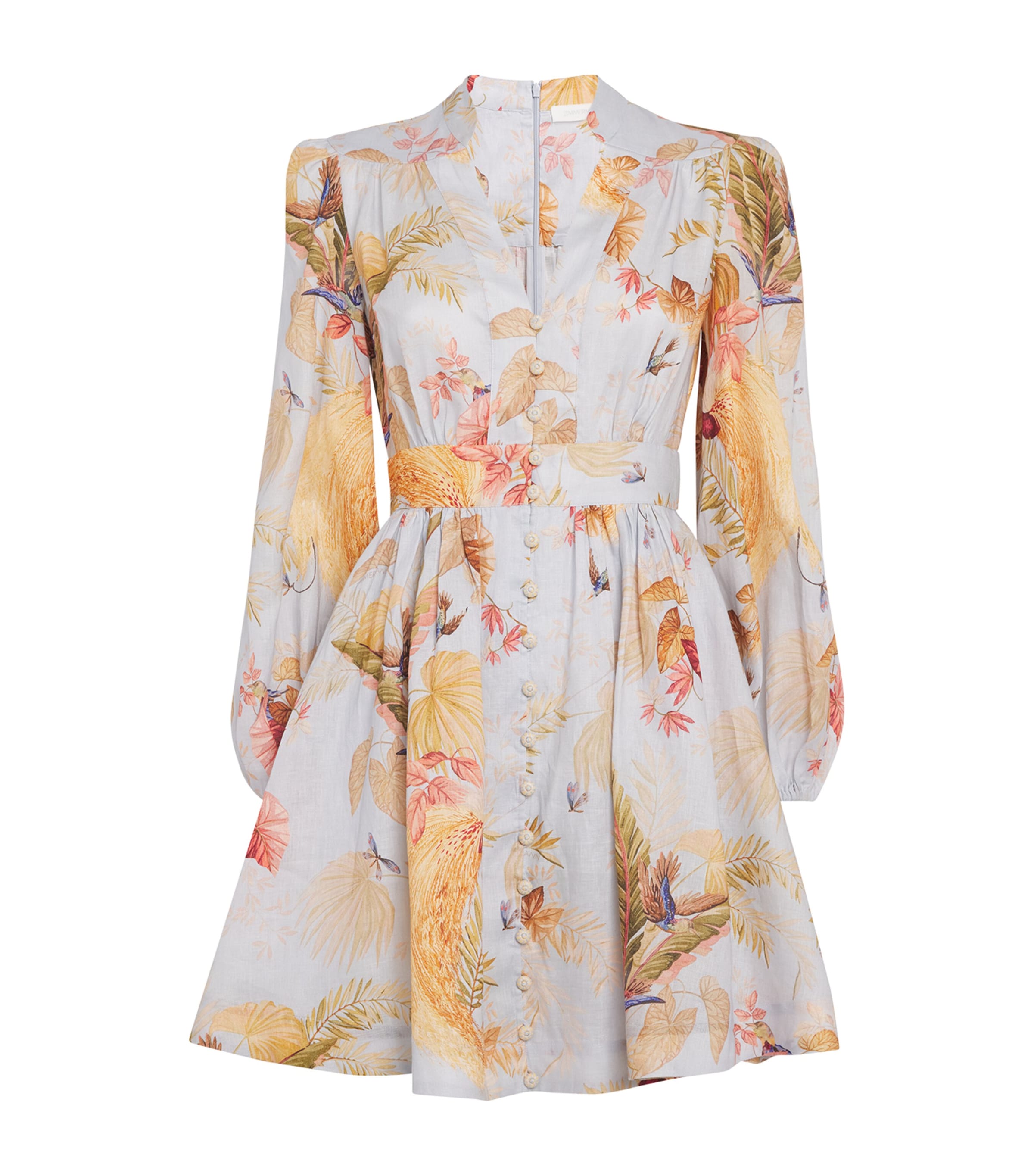 Shop Zimmermann Linen Palm Ascension Mini Dress