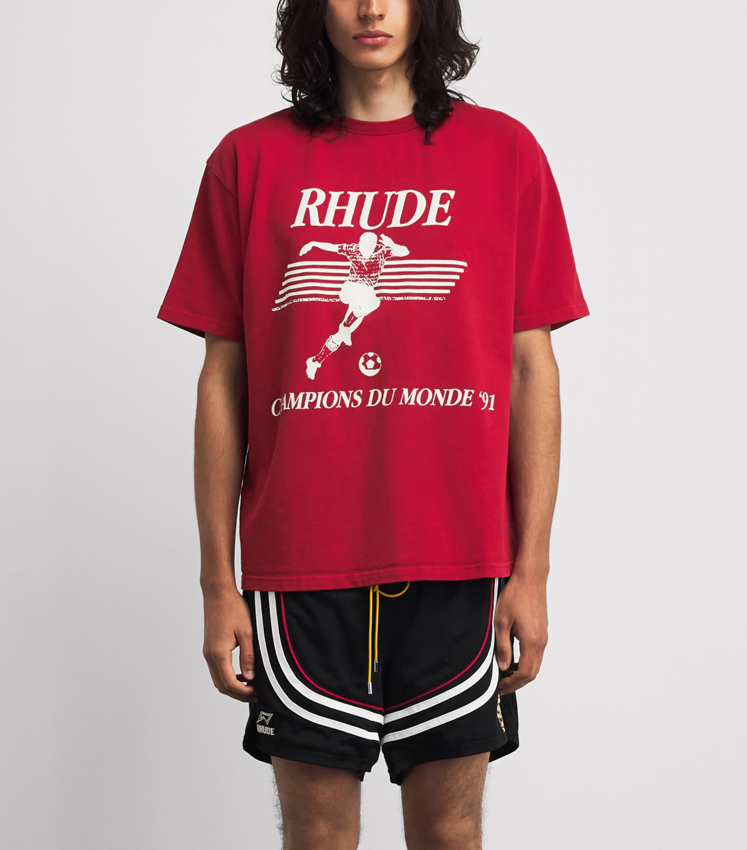 Rhude Mens Cotton Set Piece T-Shirt Vntg Red/wht Image 4