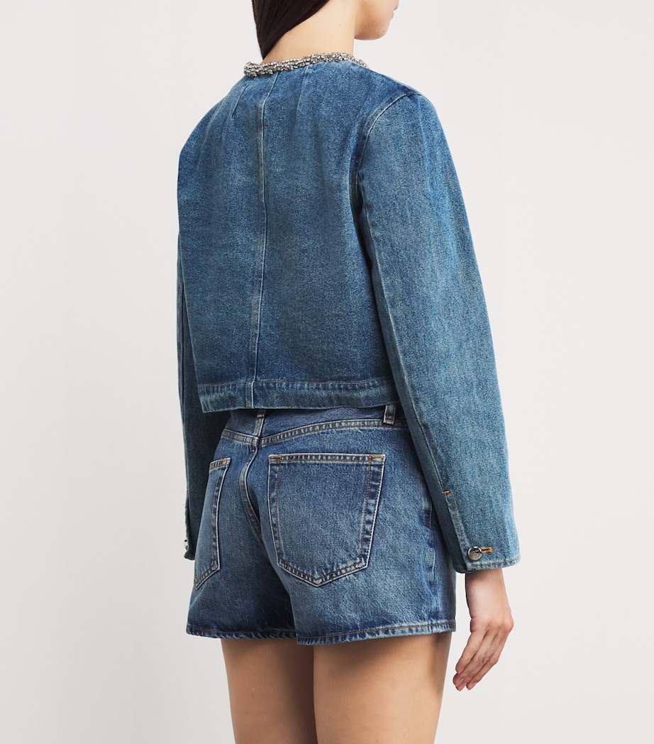 Rhinestone-Embellished Denim Jacket BLUE JEAN Image 4