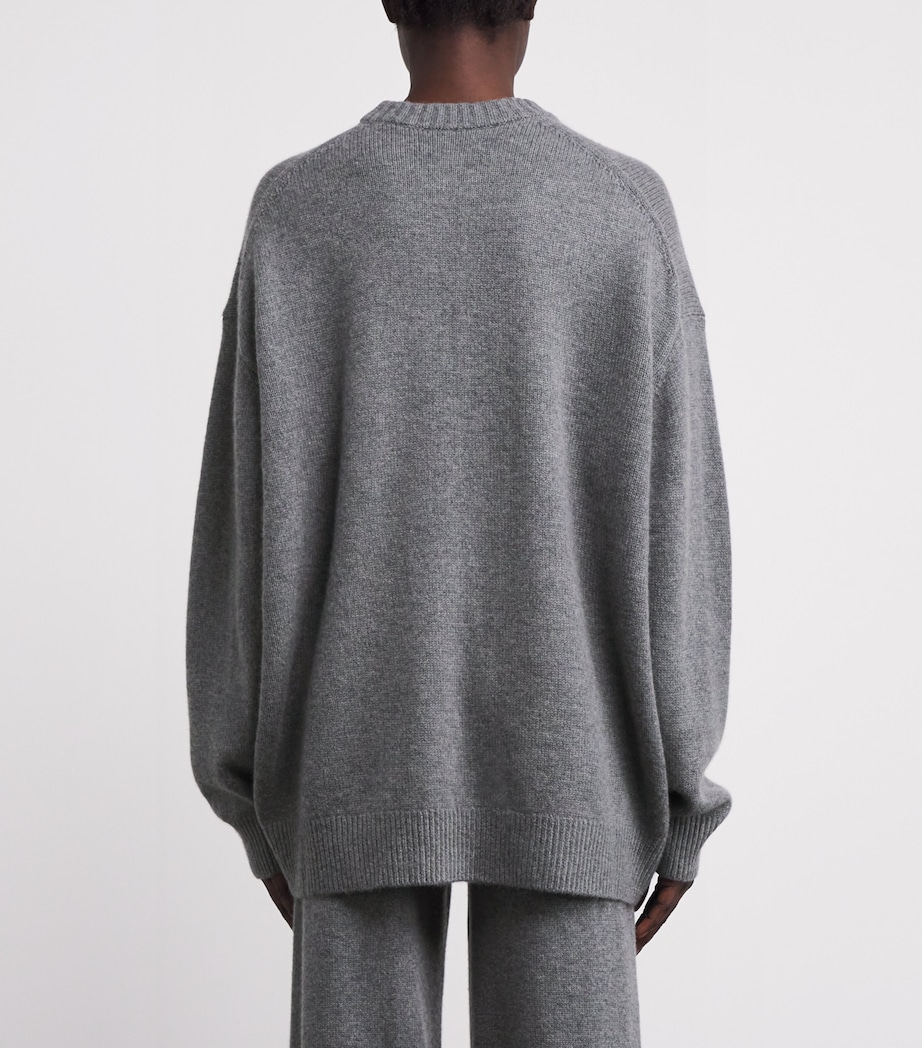Oversized Cashmere Boyfriend Sweater DARK HEATHER GREY Image 4