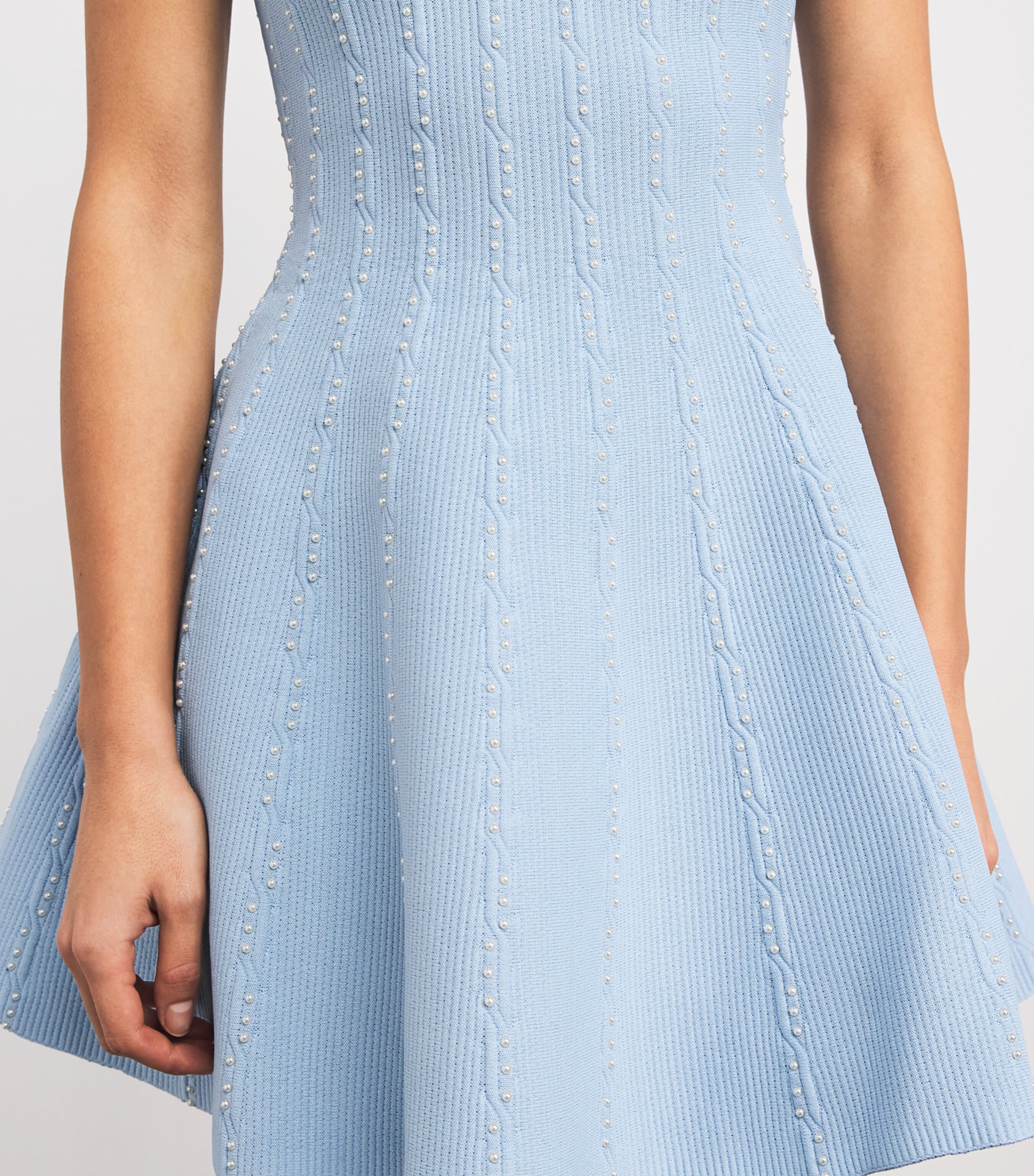 Sandro Paris Womens Beaded Mini Dress Sky Blue Image 3