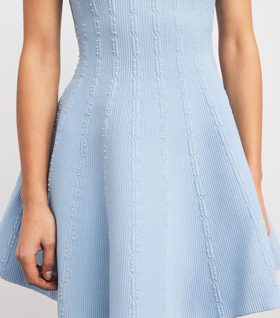 Sandro Paris Womens Beaded Mini Dress Sky Blue Image 3